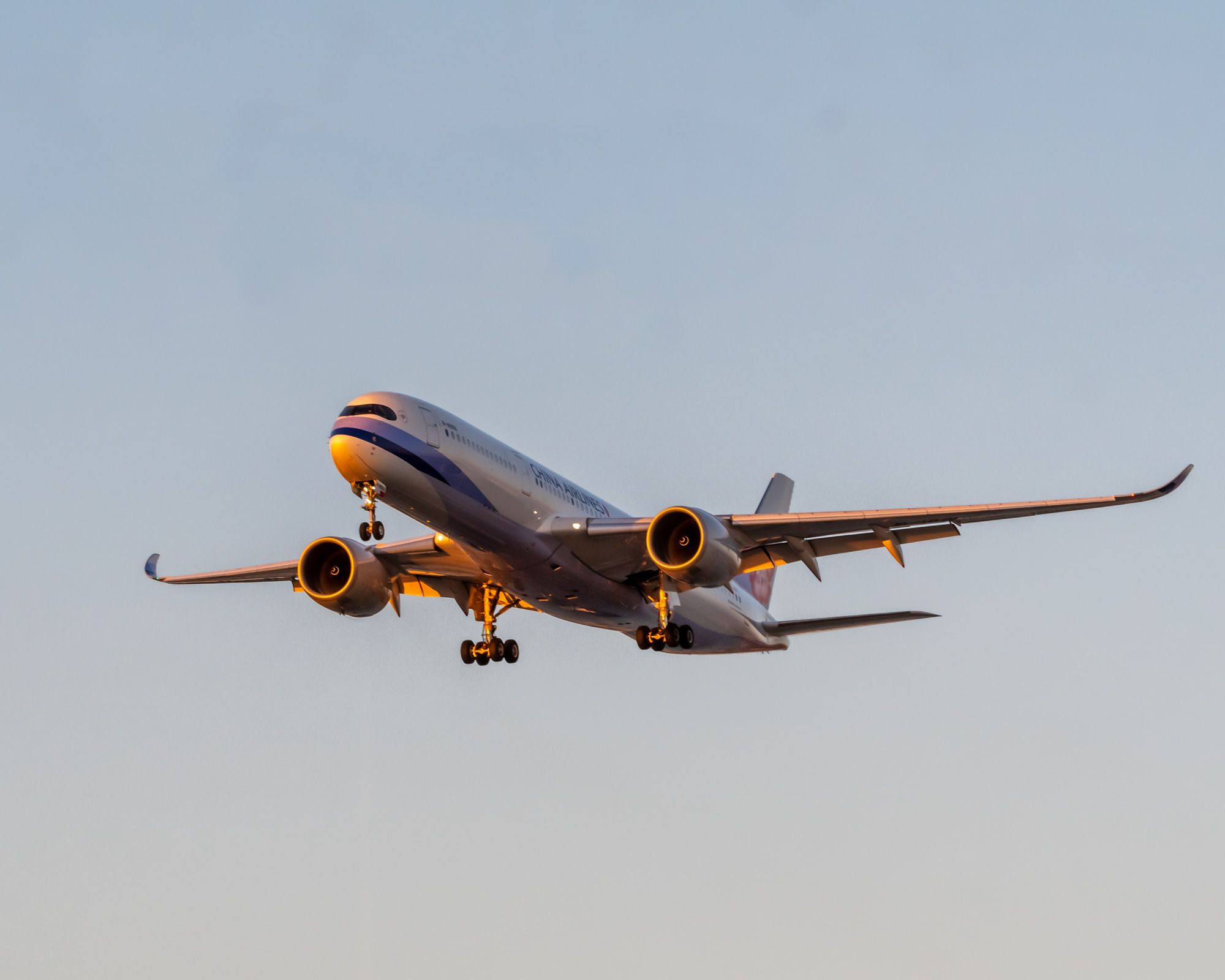 China Airlines Airbus A350 Landing At Sunset