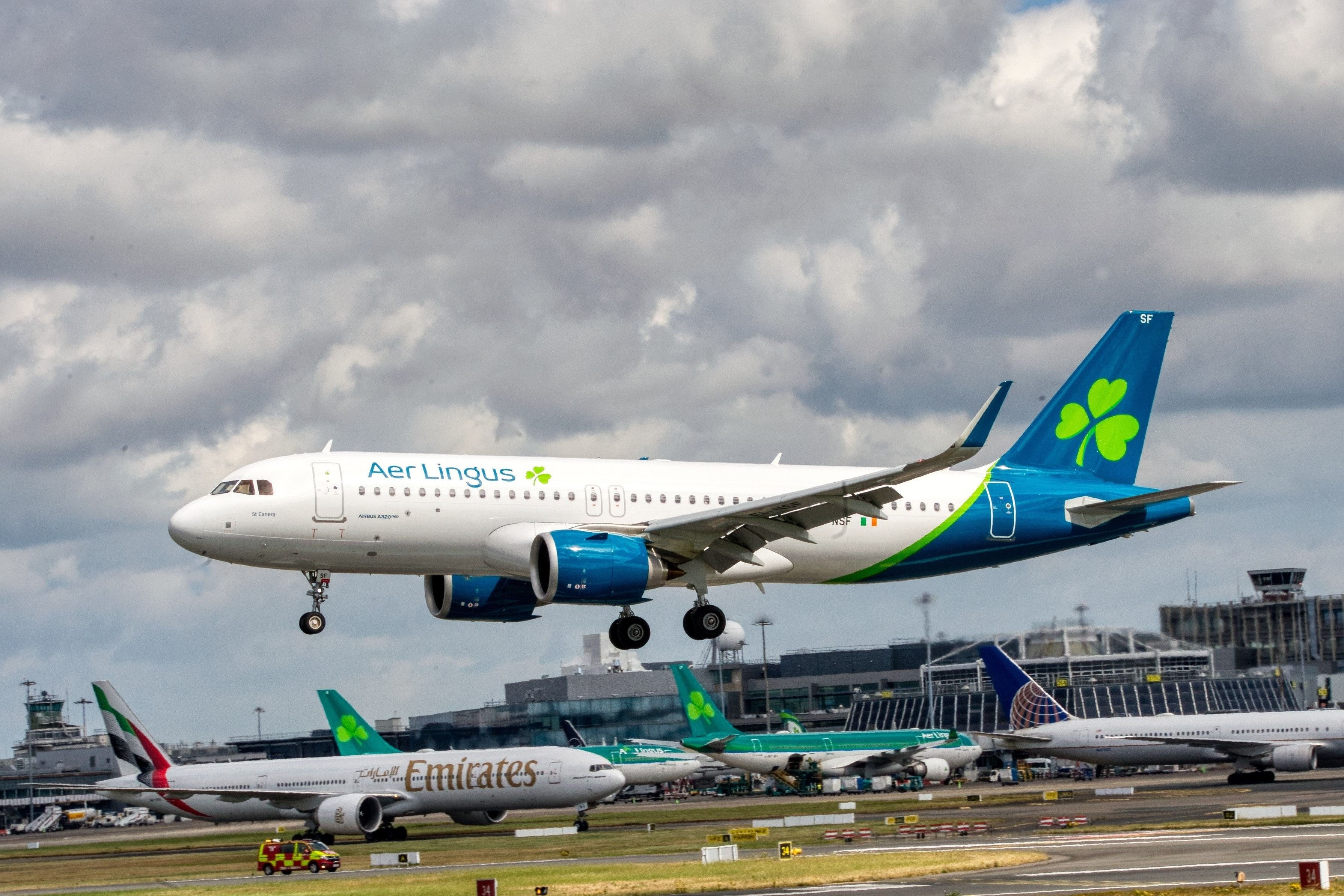 Aer Lingus Airbus A320neo landing at DUB shutterstock_2502190271