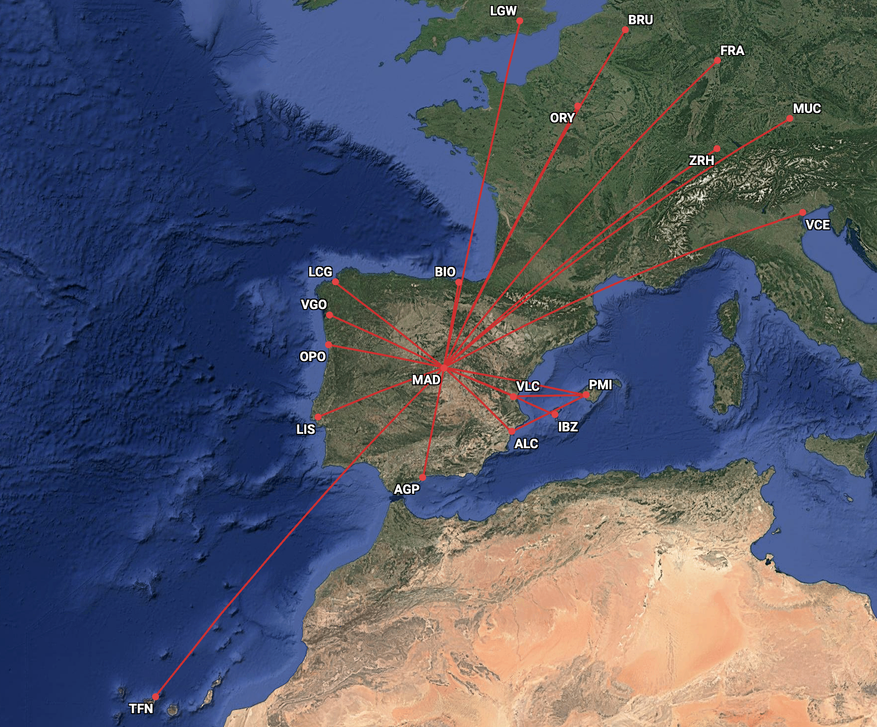 Air Europa Express network in December
