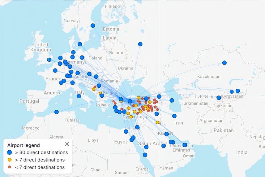 AJet route map