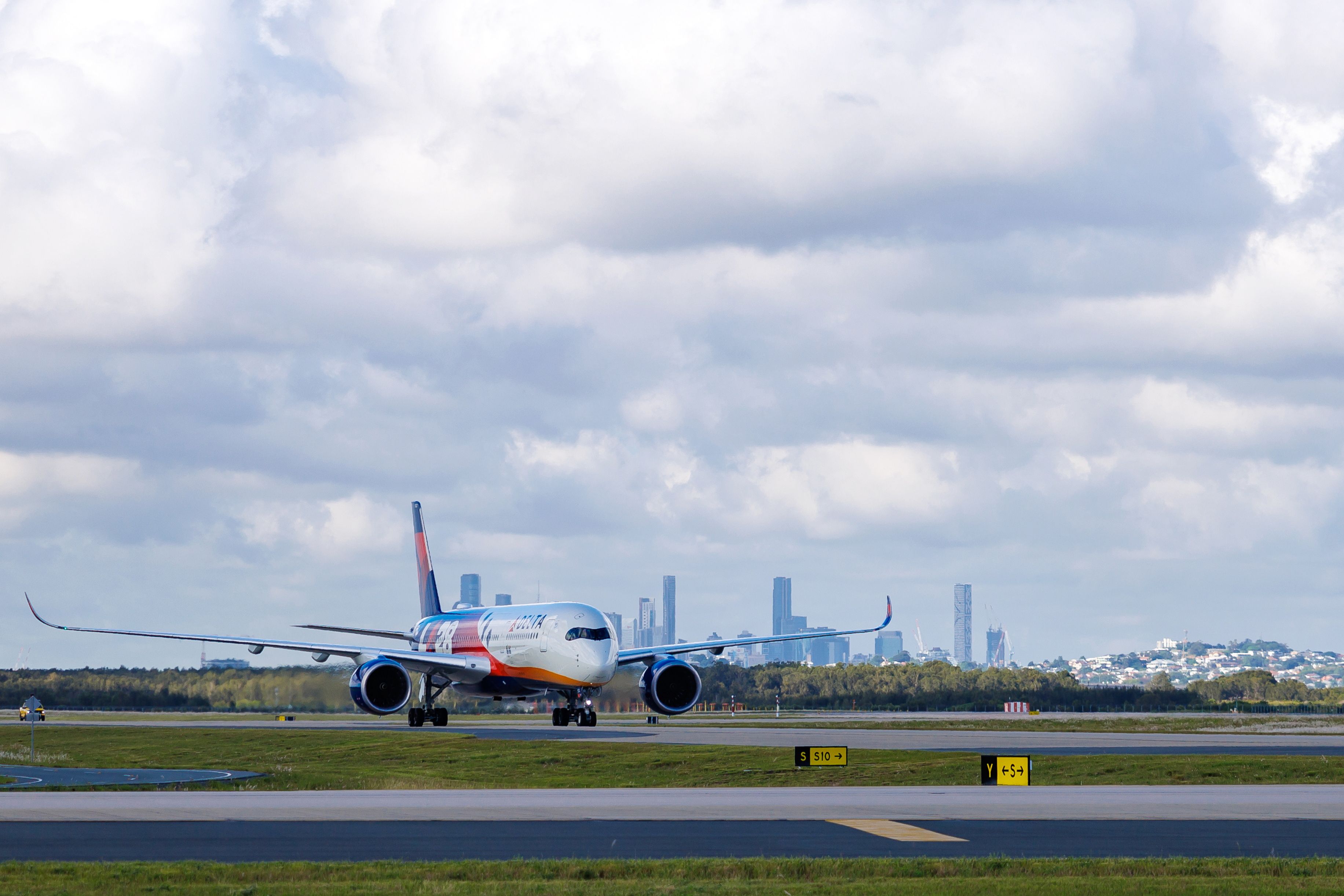 Delta's Olympic LA28 Airbus A350 Touches Down At Brisbane