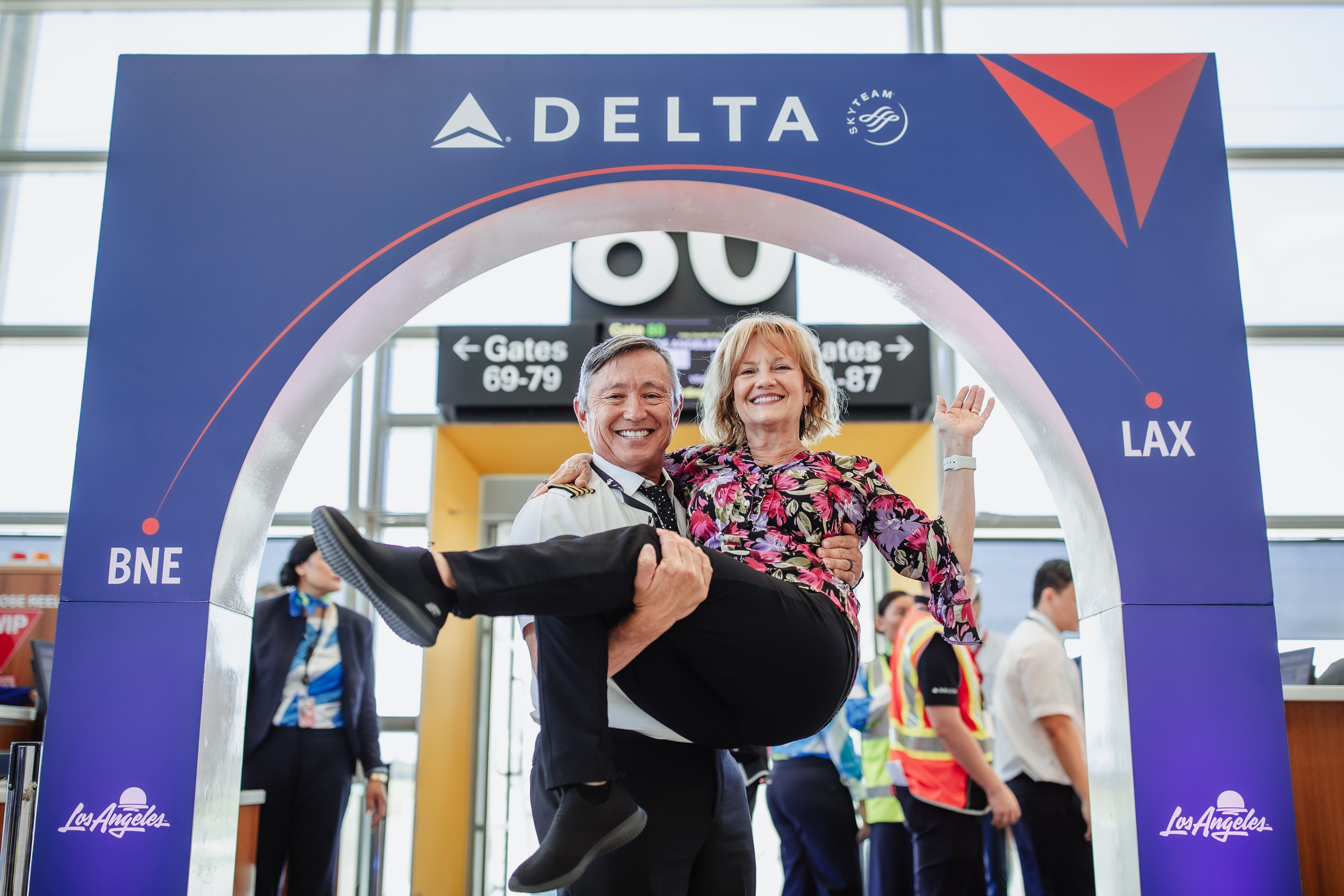 Delta's Olympic LA28 Airbus A350 Touches Down At Brisbane Airport