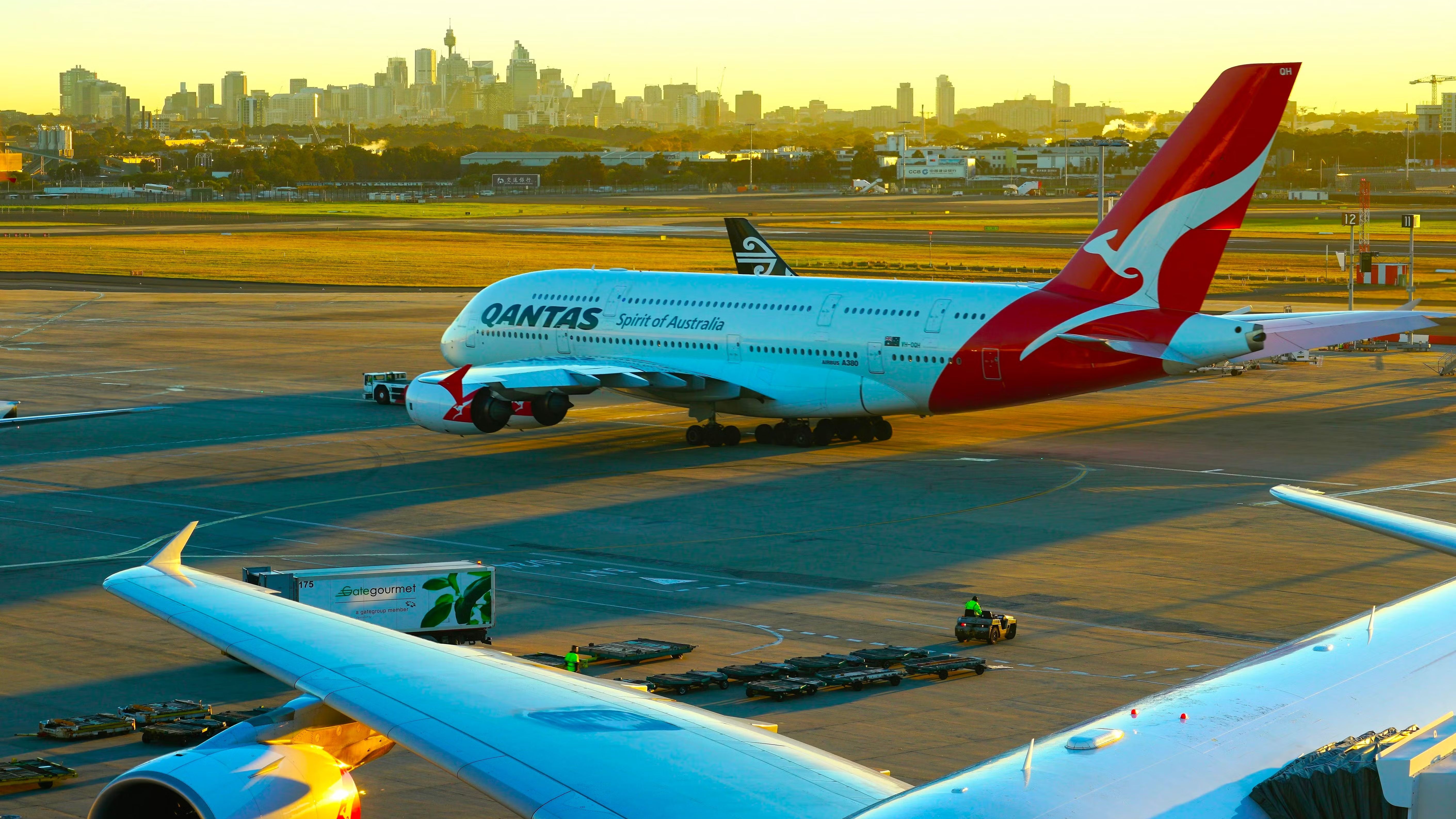 Qantas A380 taxiing at Sydney Airport