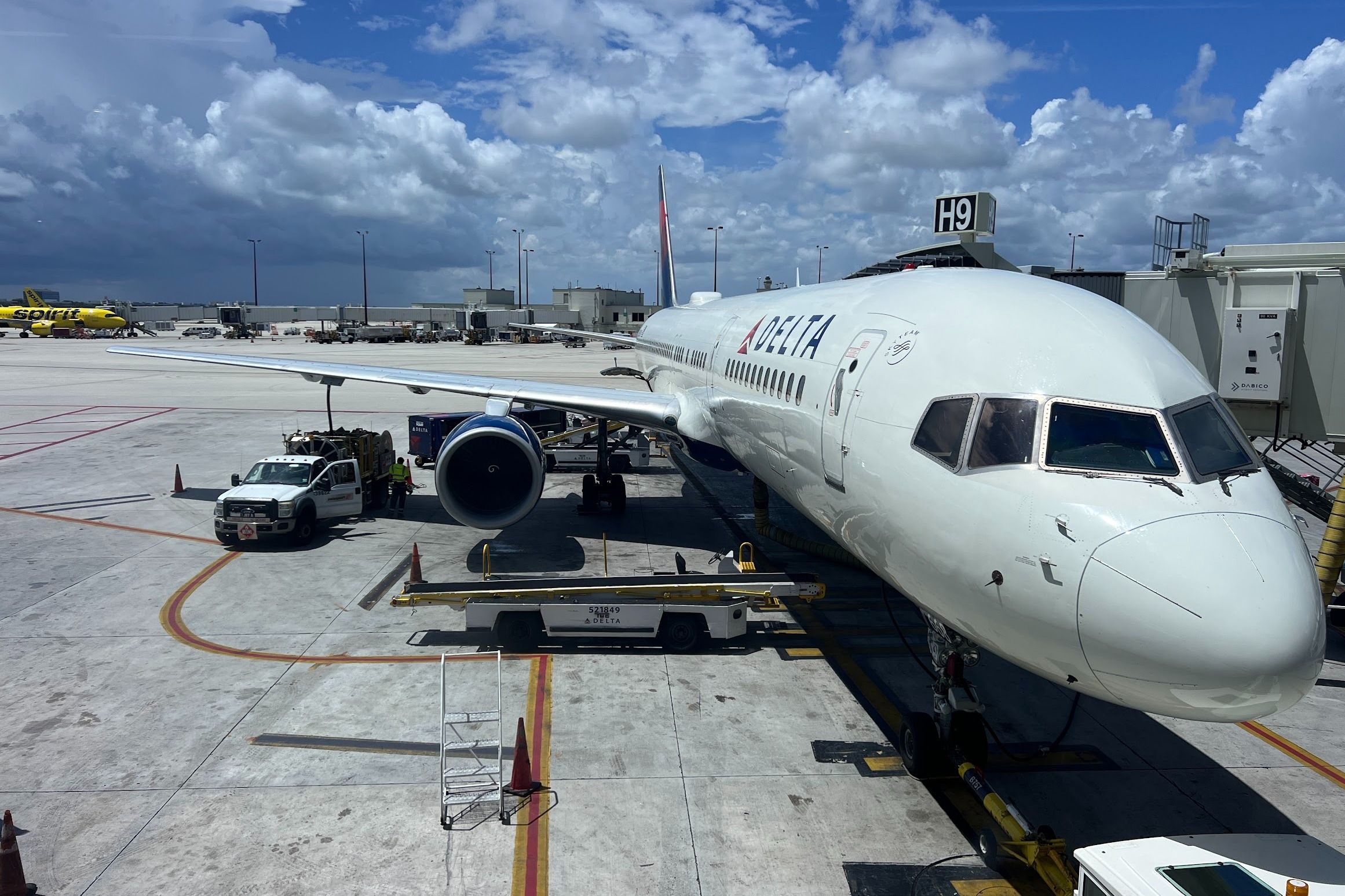 Delta Air Lines Boeing 757-232 (N668DN) at gate H9 at Miami International Airport.