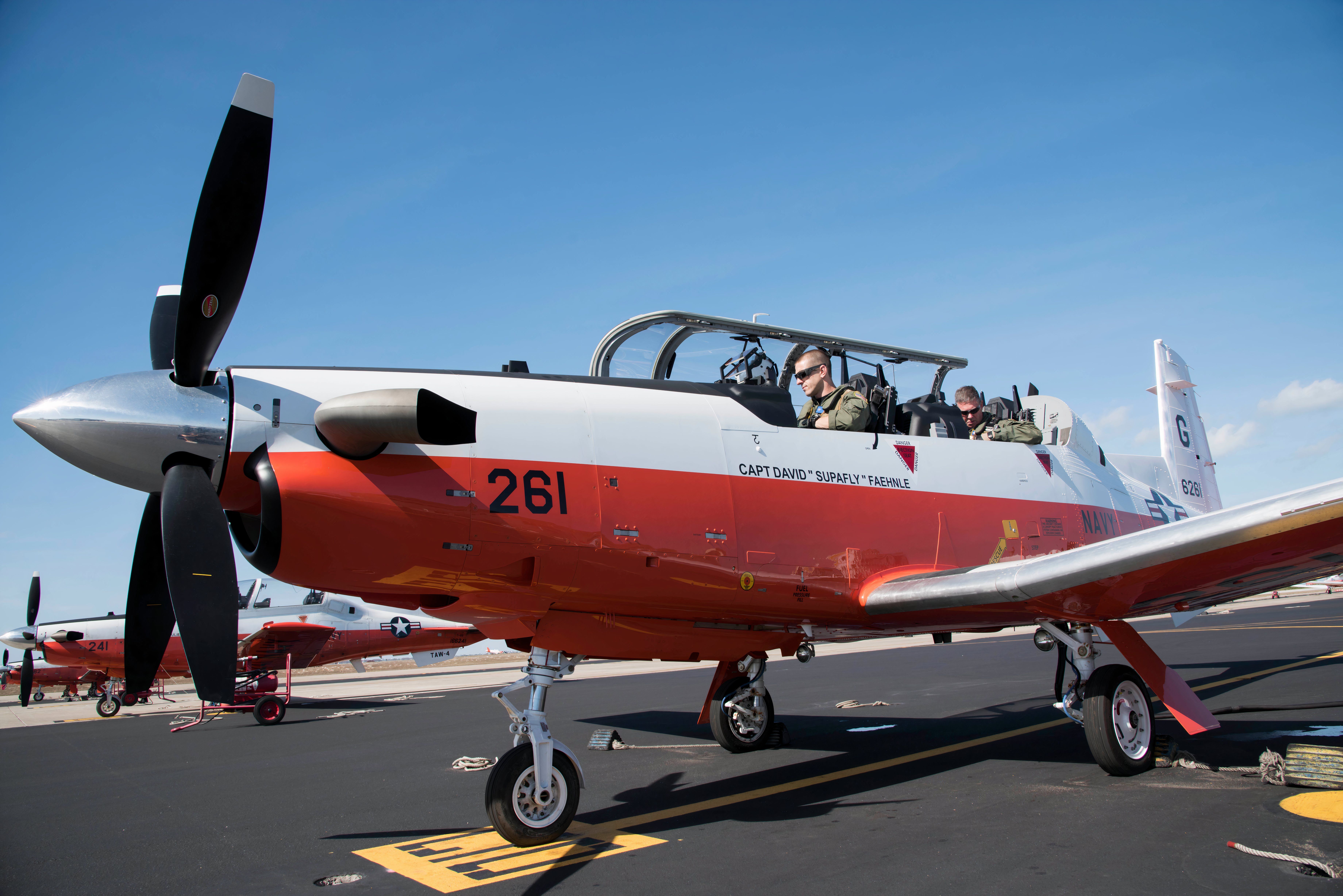 A T-6B Texan about to take off