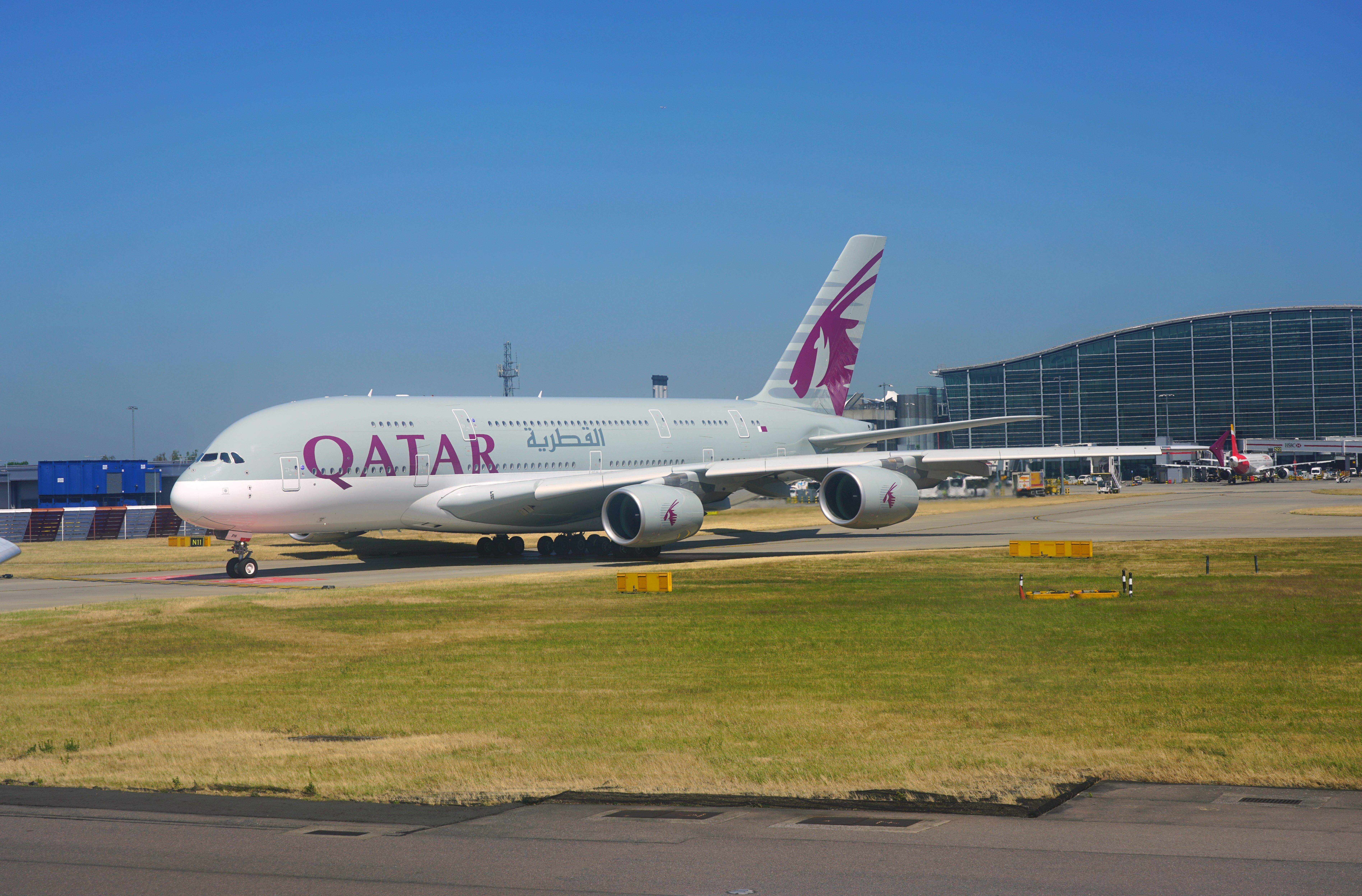 Qatar Airways Airbus A380 At Heathrow