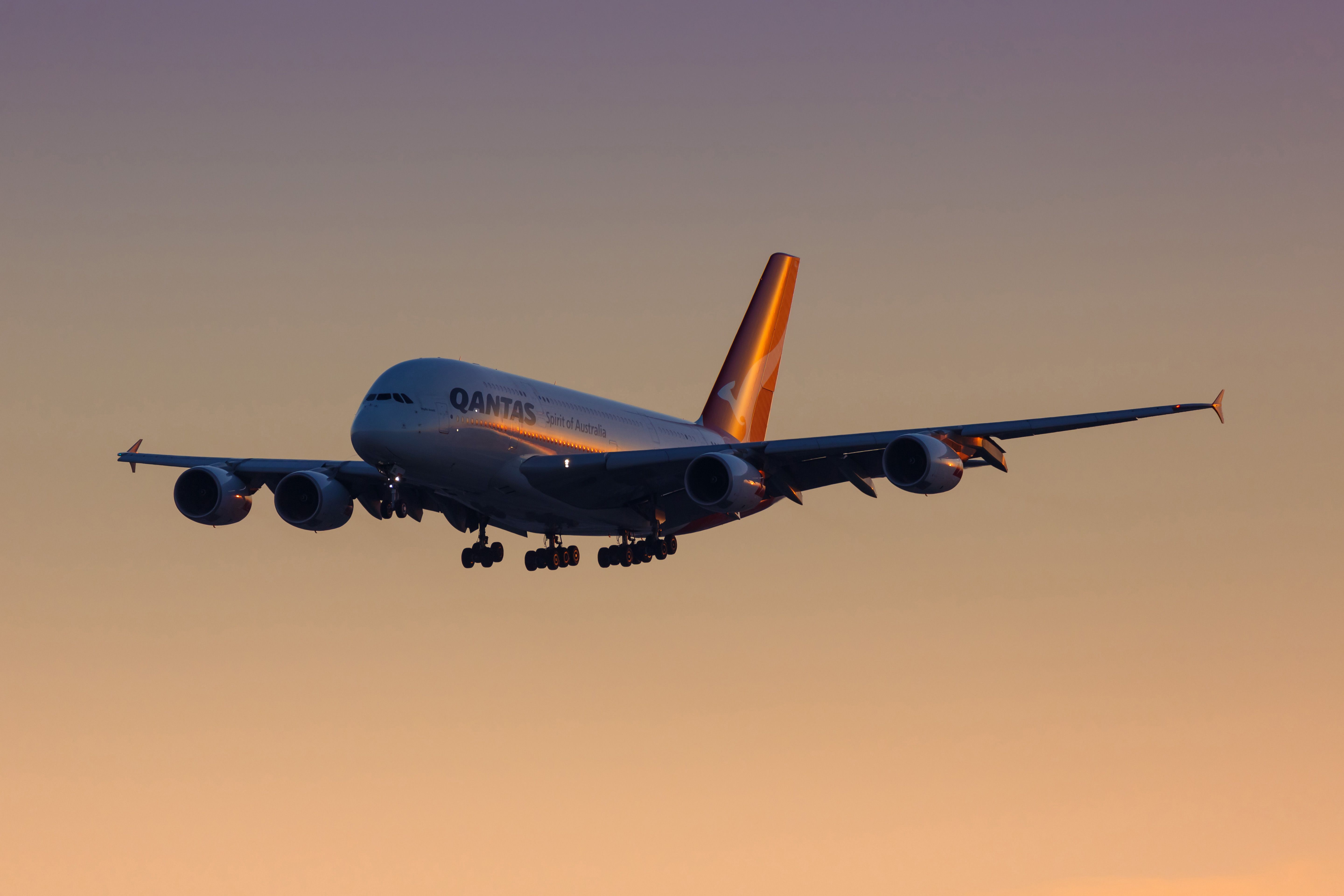 A Qantas Airbus A380 on approach