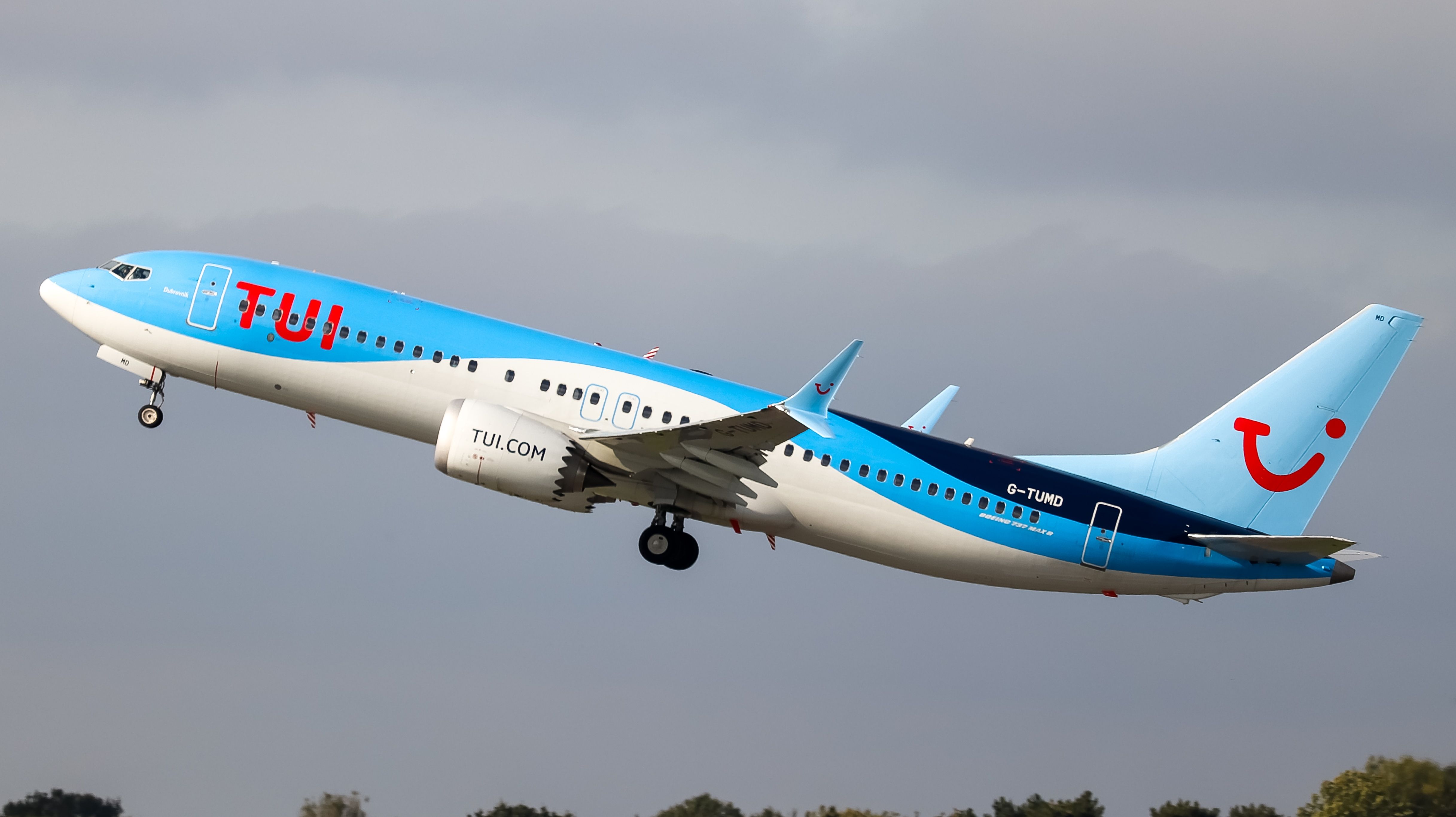 TUI Boeing 737 MAX Departing Manchester