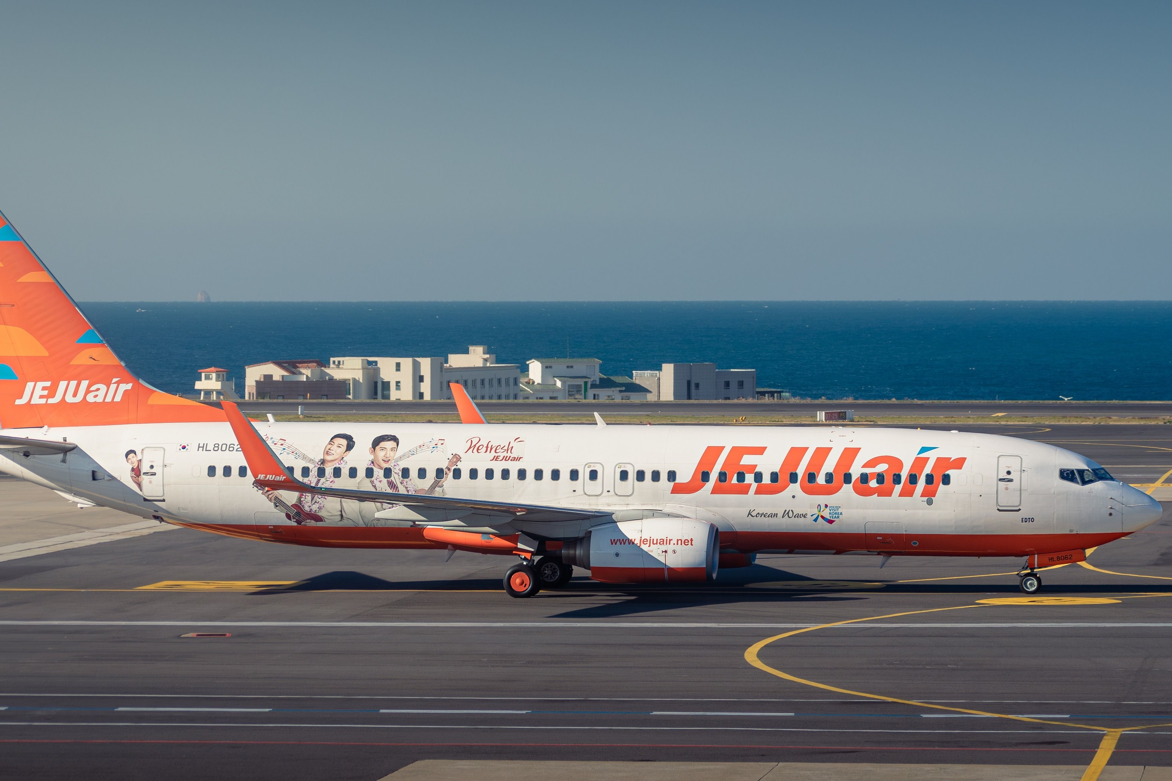 A Jeju Air Boeing 737-800 ready for takeoff