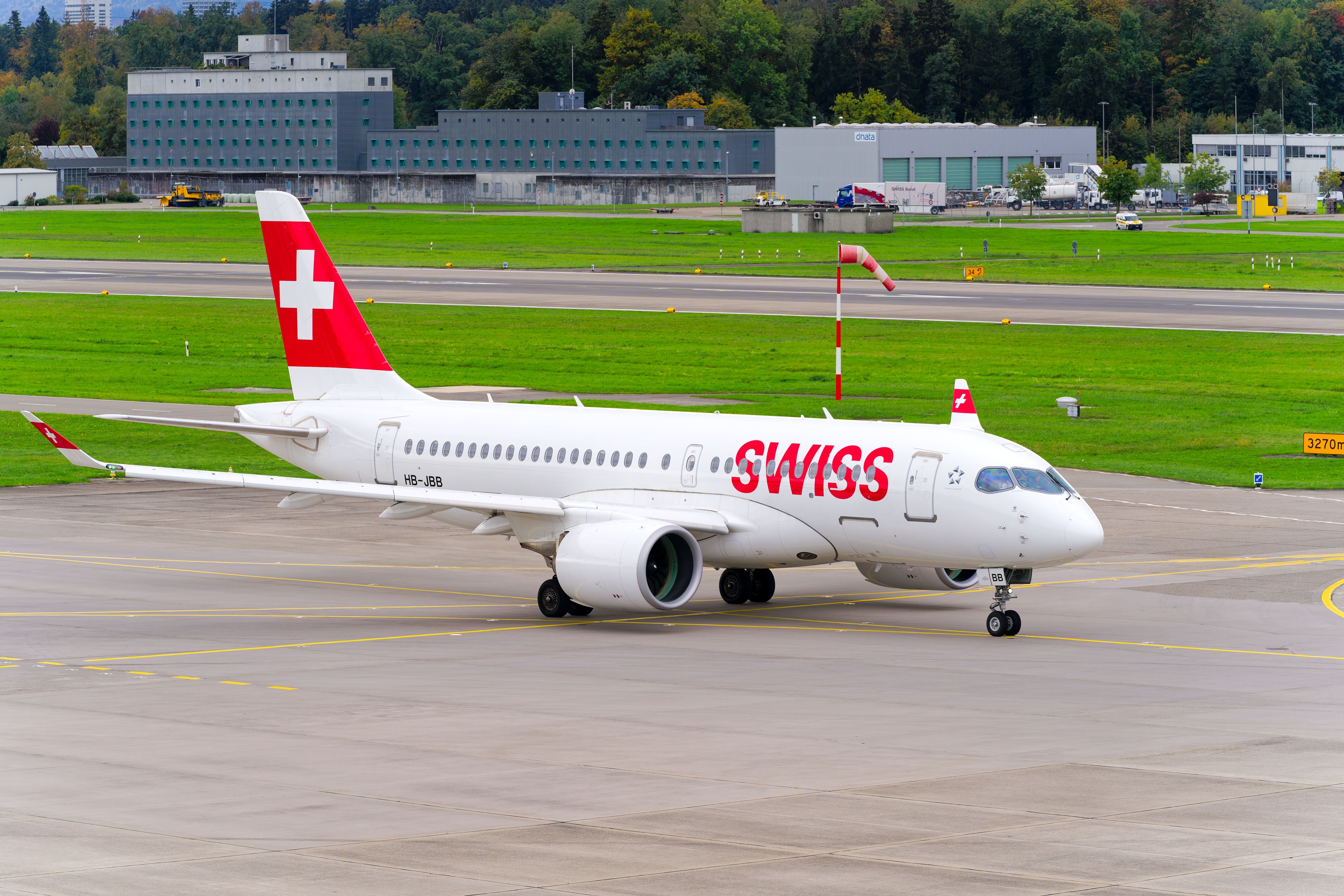 Swiss Airbus A220 Taxiing In Zurich