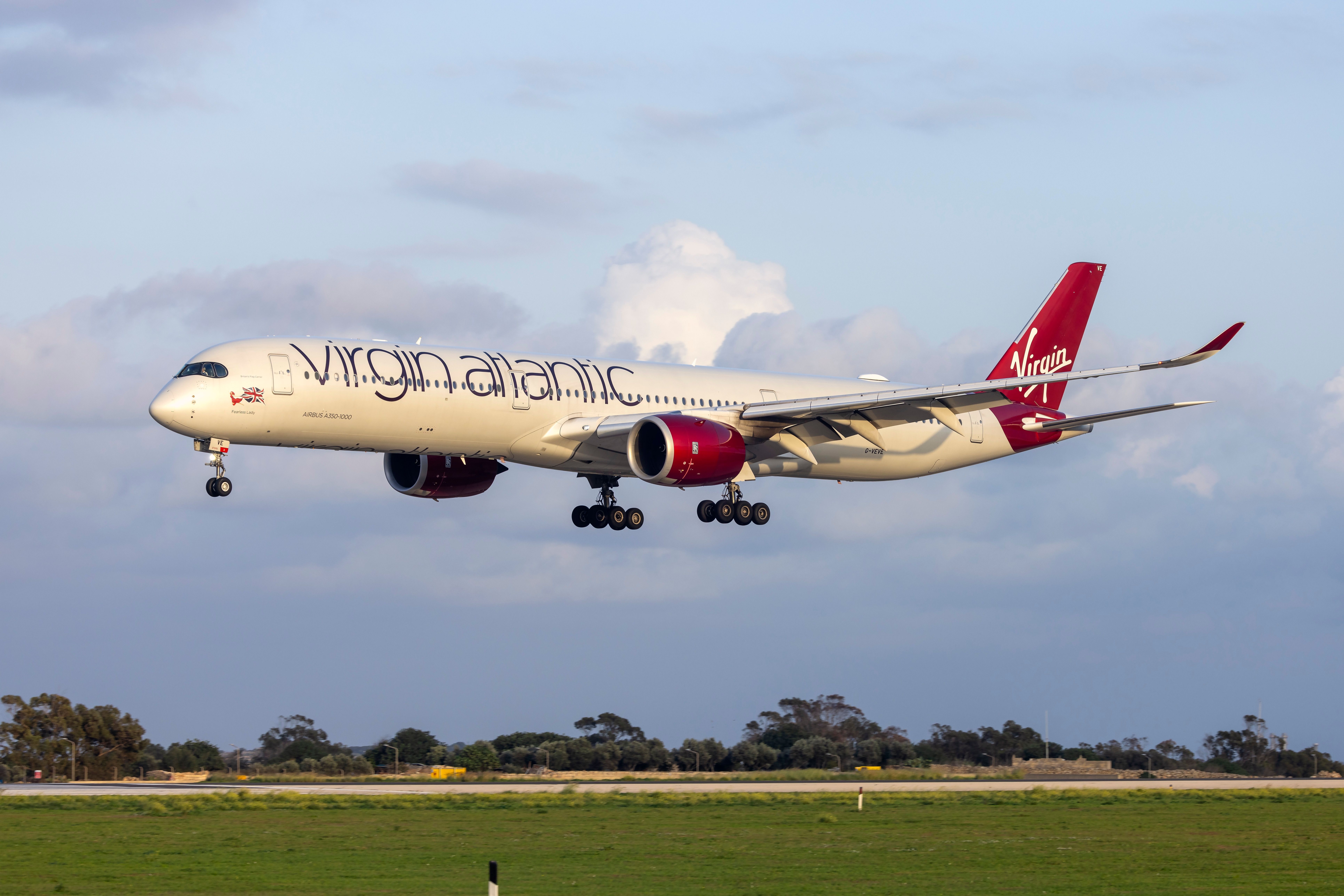 Virgin Atlantic Airbus A350 Landing In Malta