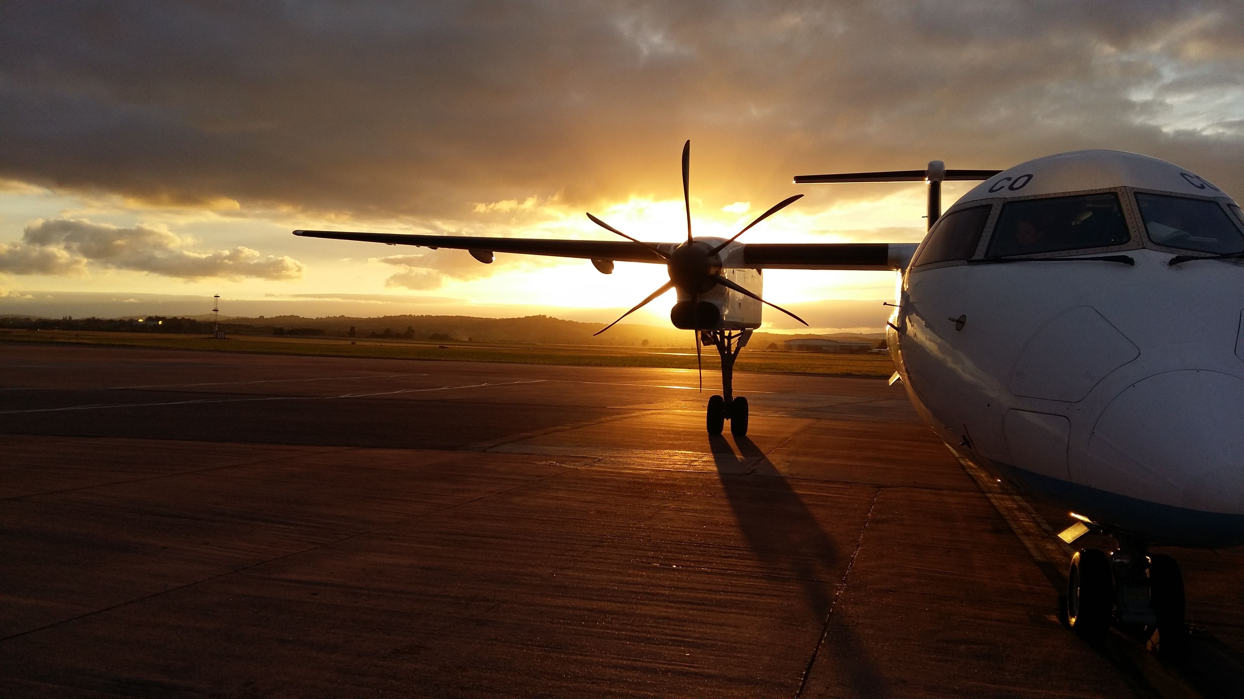 Dash 8 Parked At Sunset