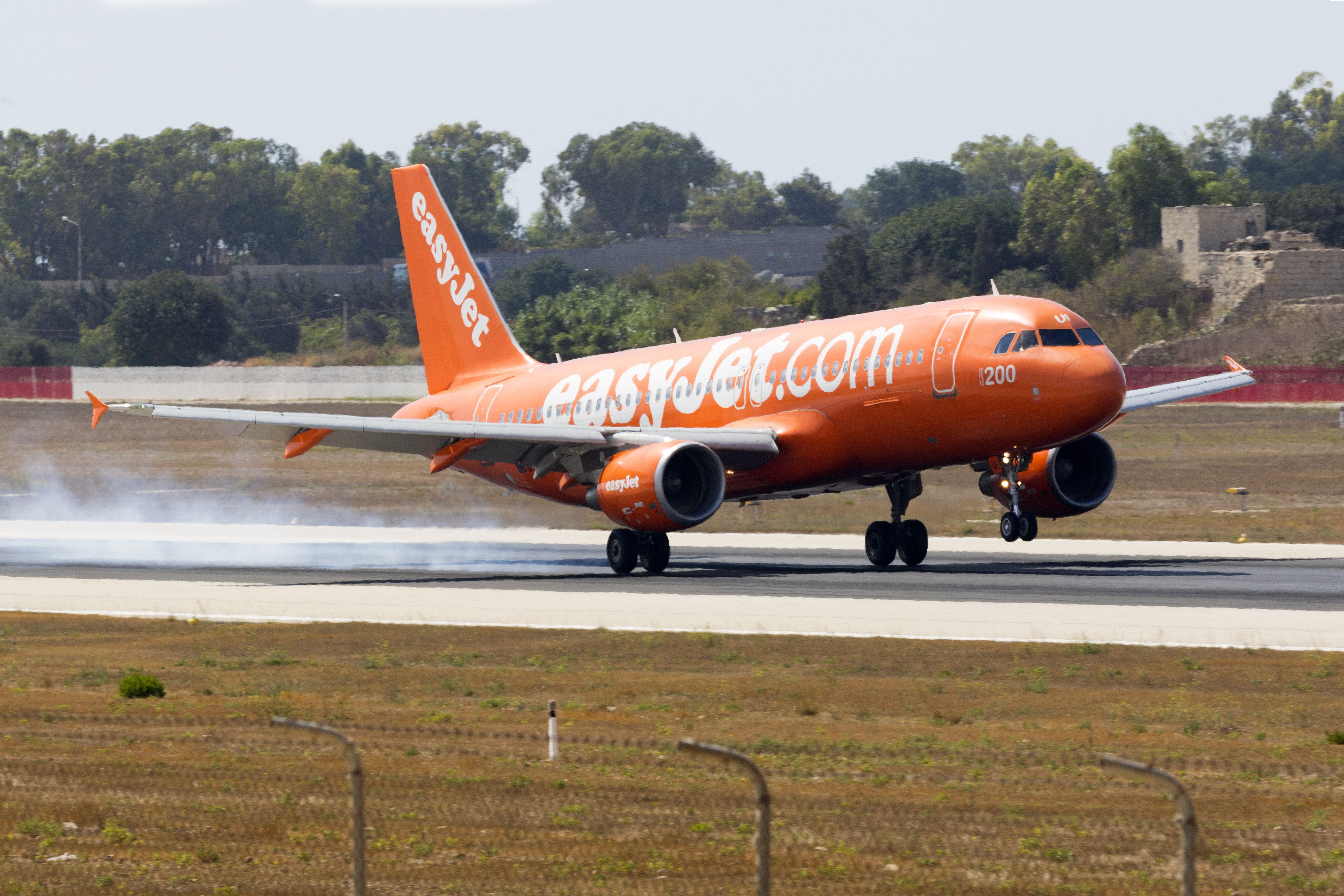 easyJet Airbus A320 Orange Livery Landing In Malta