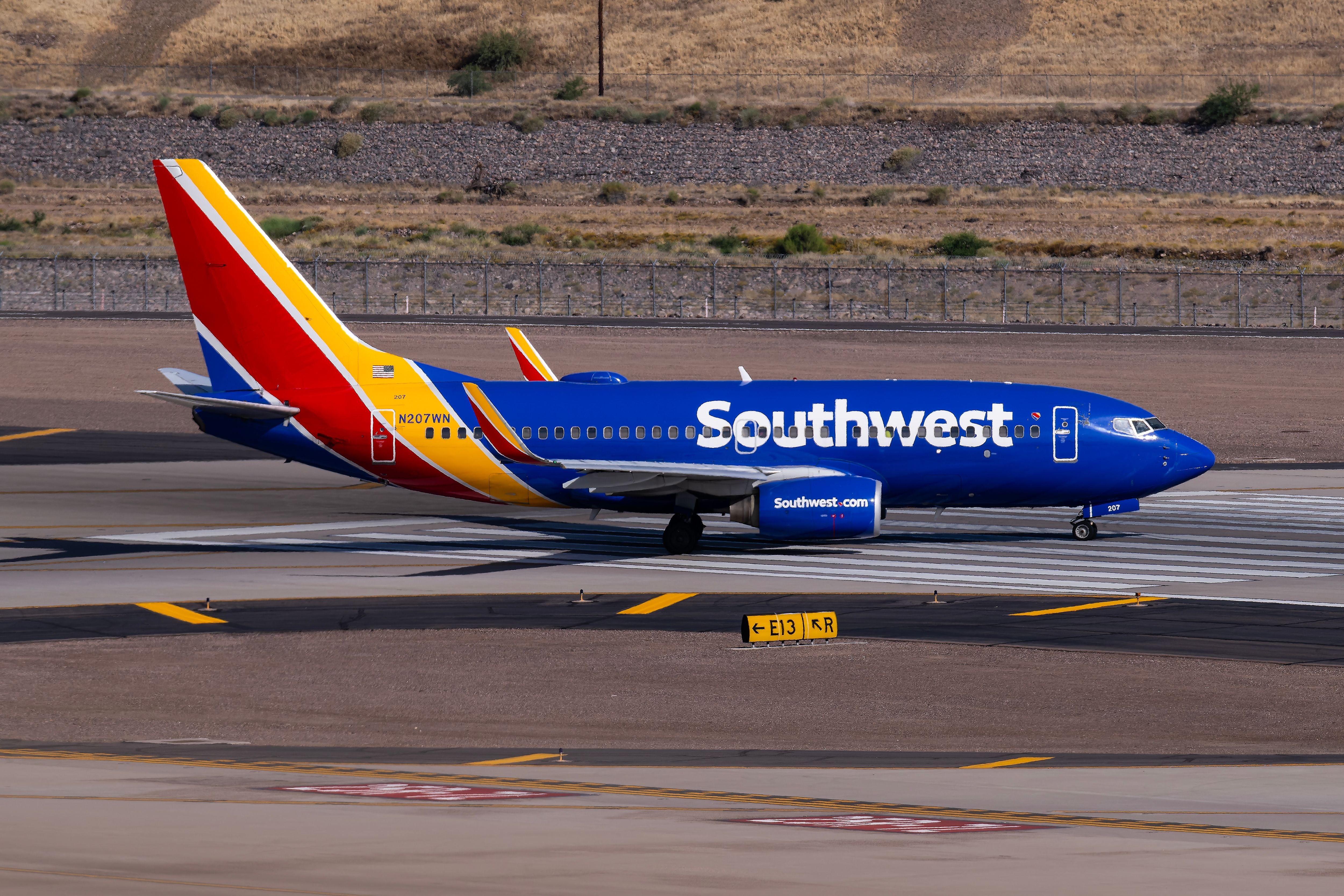 Southwest Airlines Boeing 737-700 taxiing at PHX shutterstock_2458641941