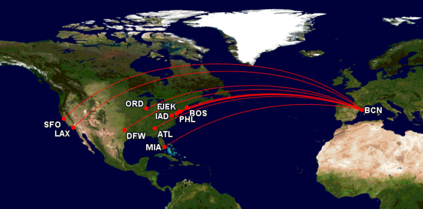 Transatlantic network between the US and Barcelona