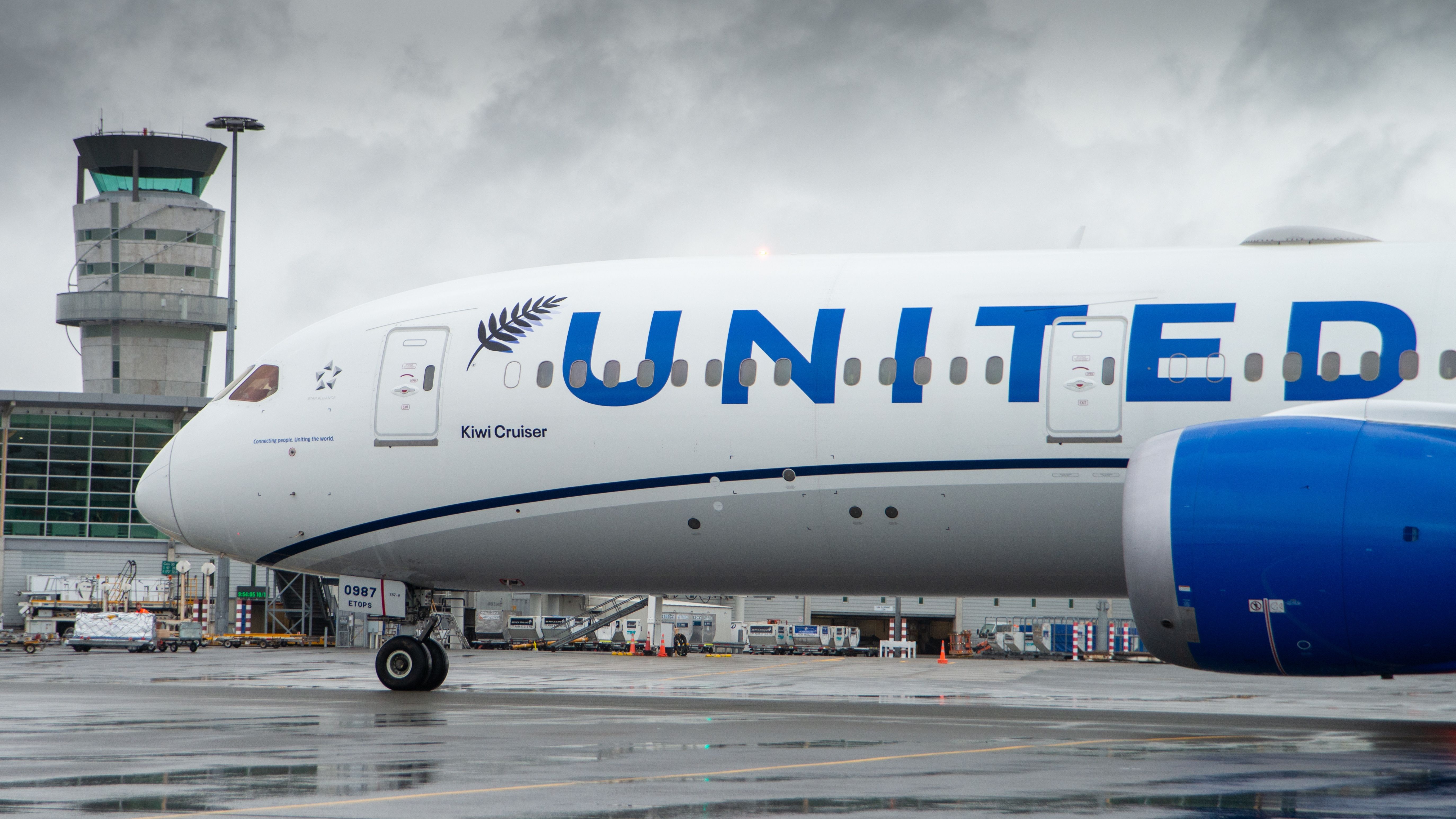 United Airlines 787 Christchurch Airport