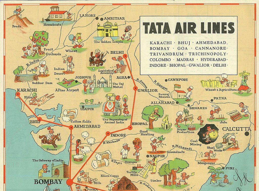Tata_Air_Lines'_Airline_Timetable_Image，1939 年 10 月