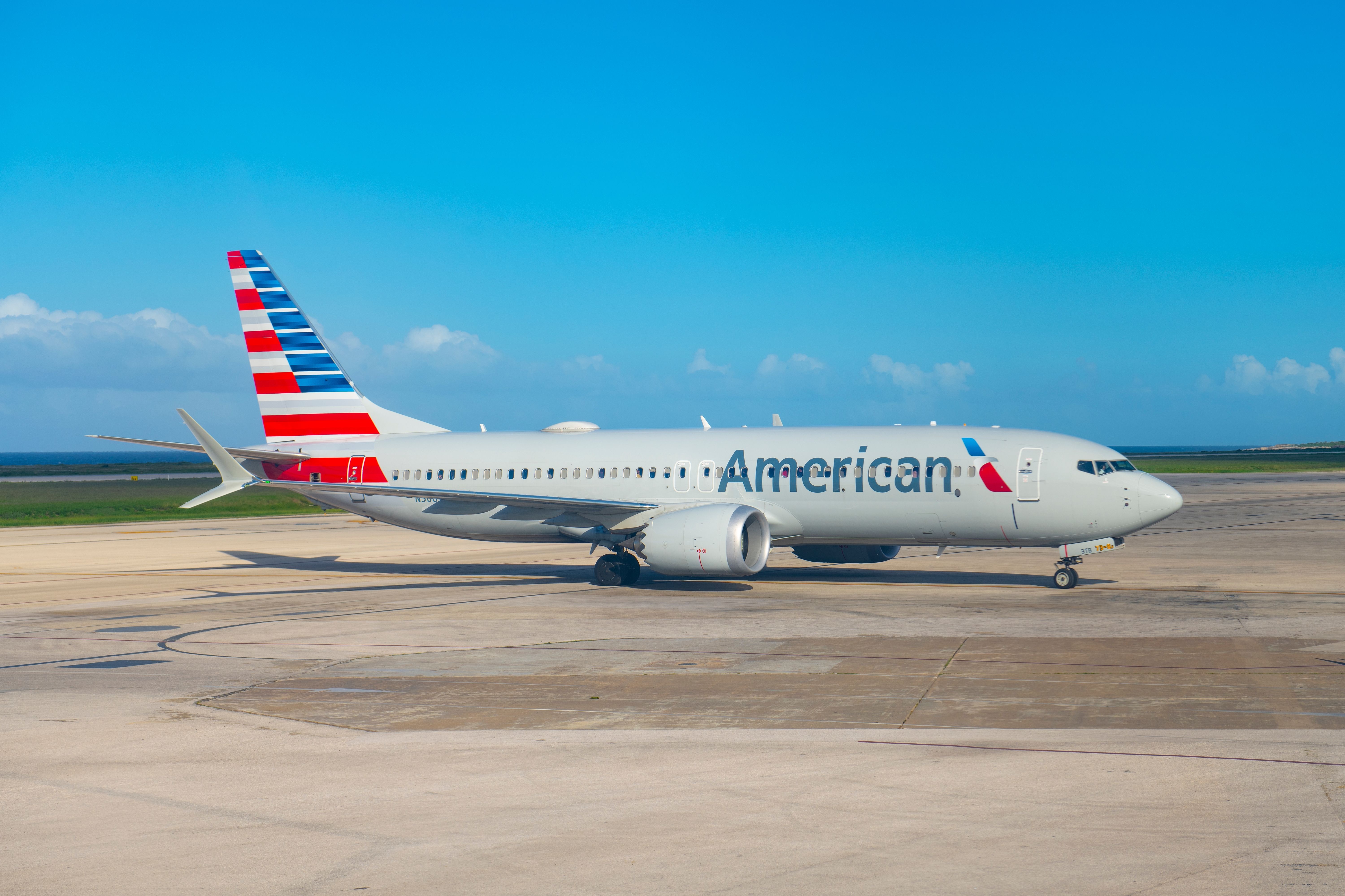 American Airlines Boeing 737 MAX 8 taxiing shutterstock_2557827399