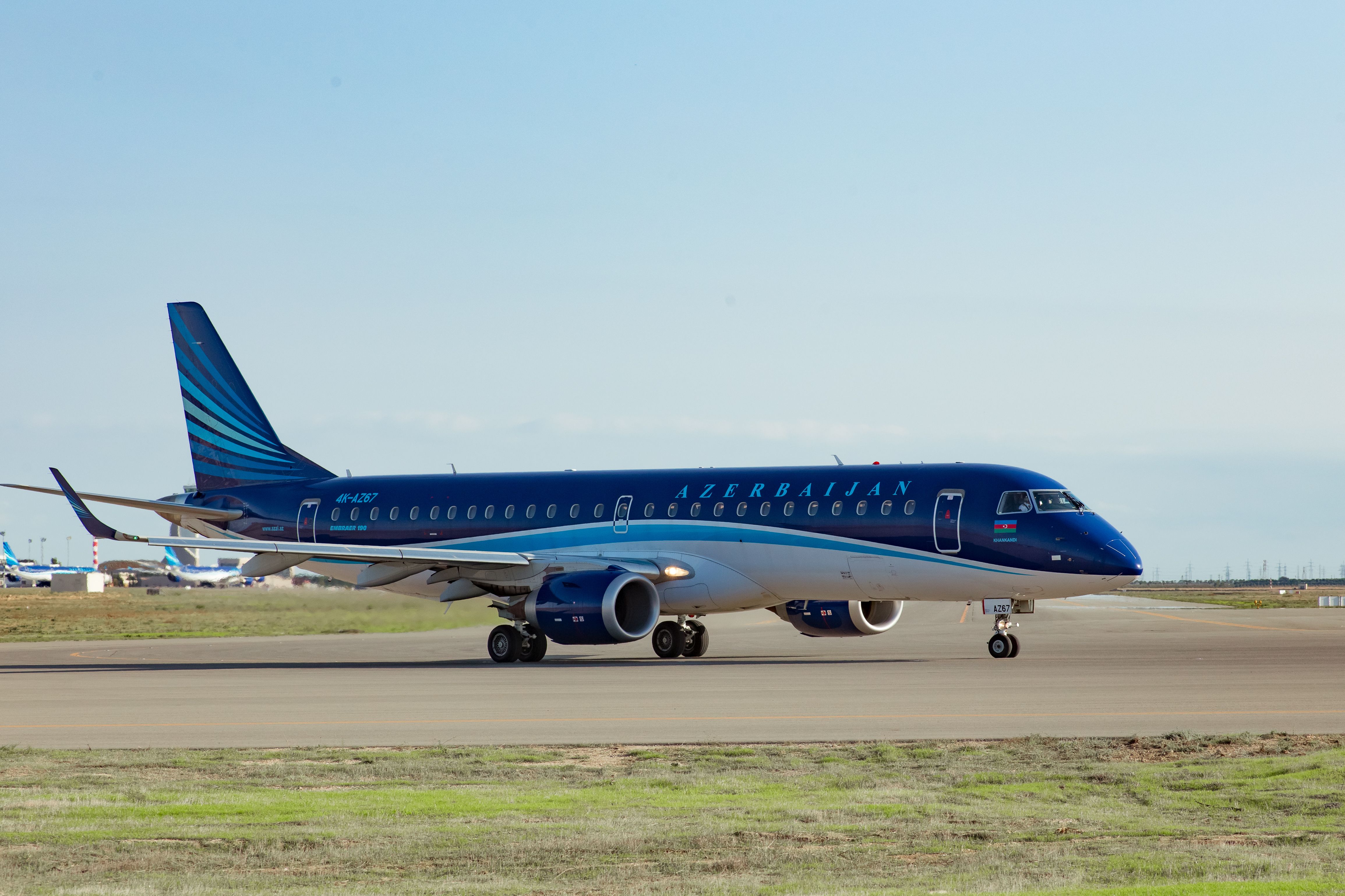 Azerbaijan Airlines Embraer E190 taxiing shutterstock_741077770