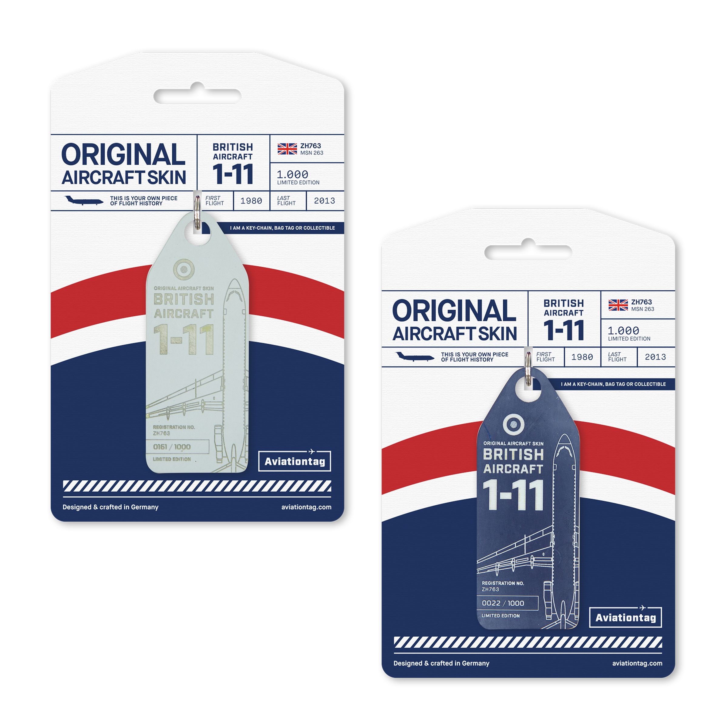 Blue and Grey British Airways BAC-11 tags
