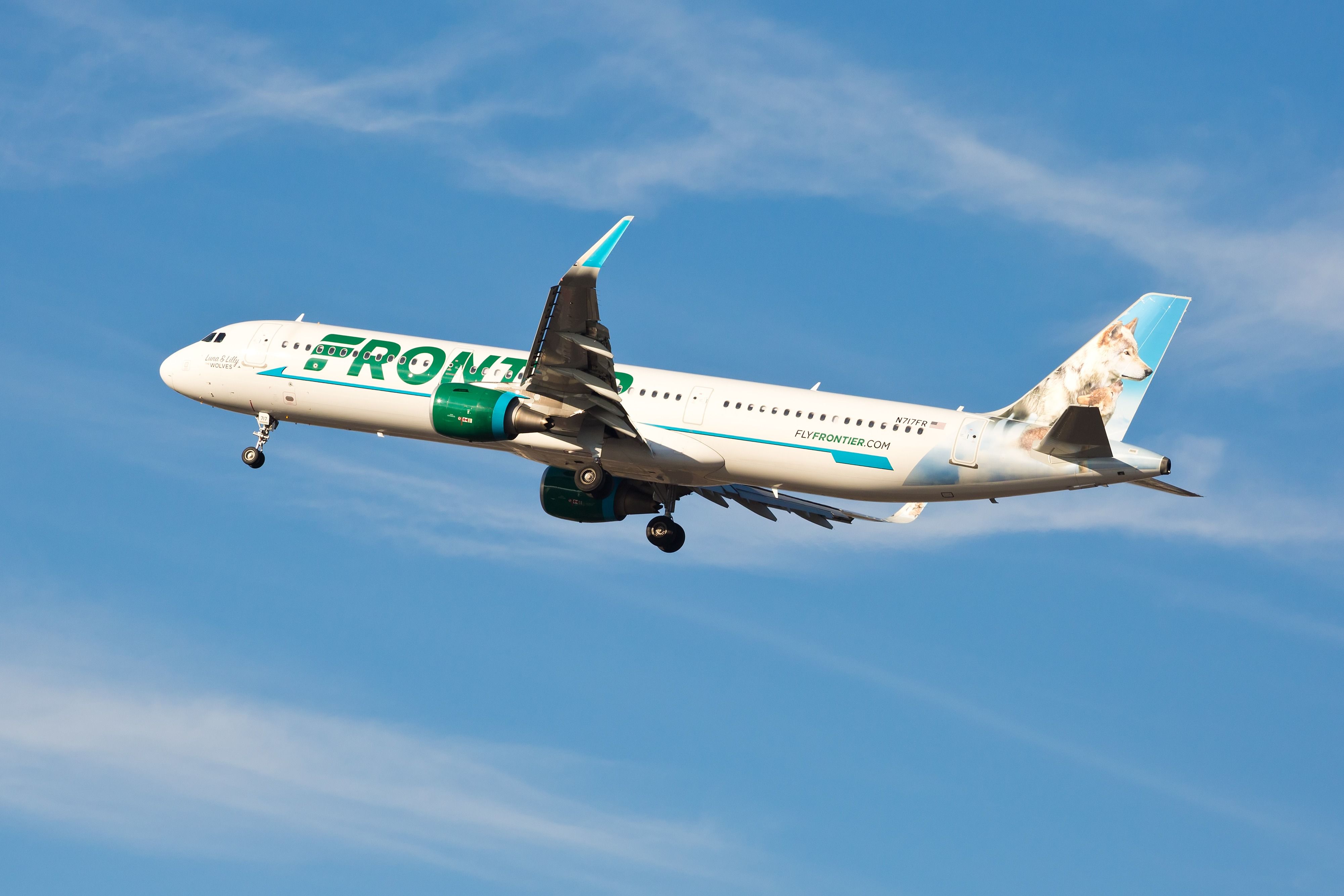 Frontier Airlines Airbus A321 departing ORD shutterstock_1260600067