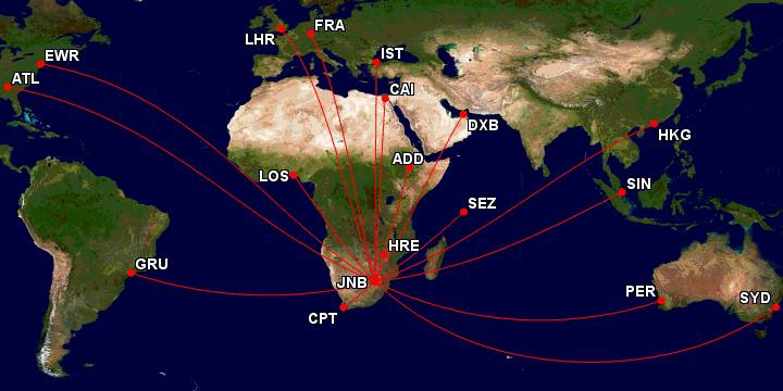 Several important routes from JNB