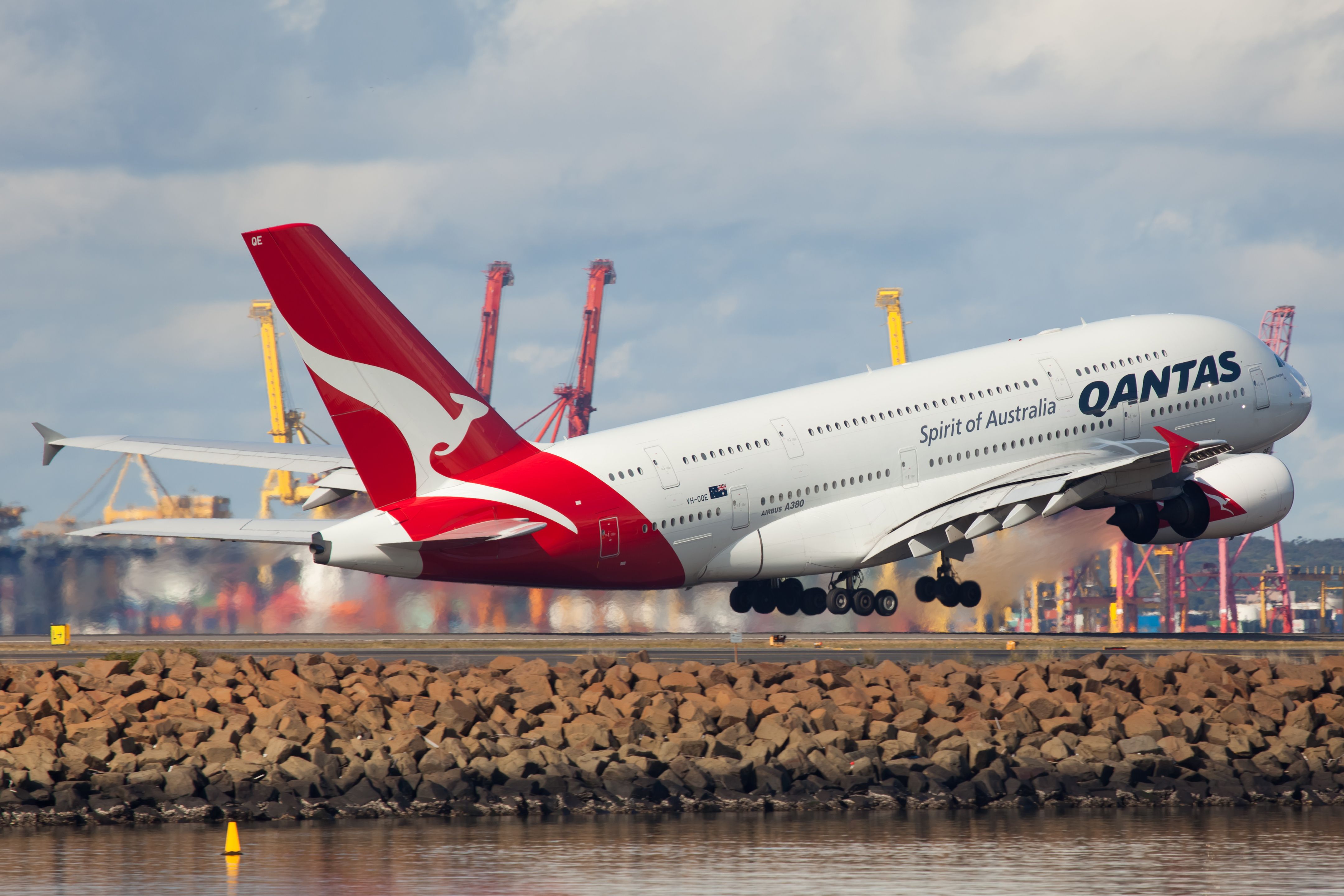 Qantas Airbus A380 Departure Sydney Airport Syd Shutterstock_285018890