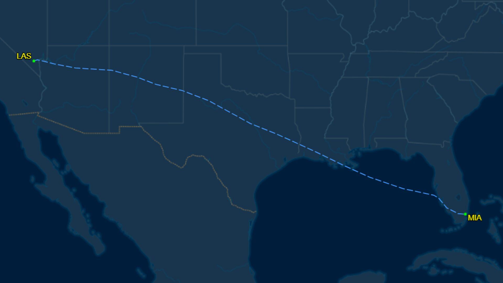 American Airlines' route with Boeing 737 MAX 8 from LAS to MIA