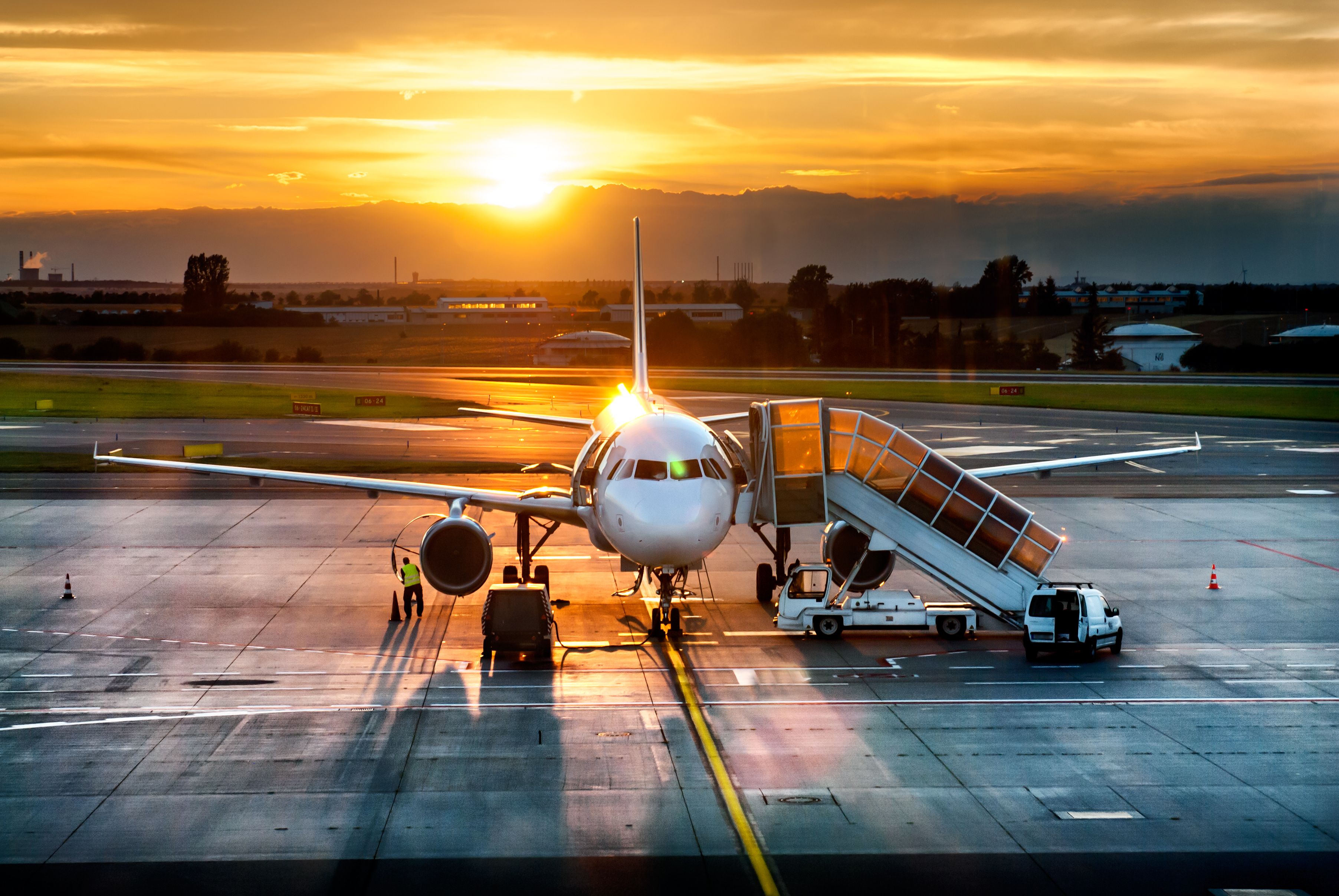 Airbus A320 On The Apron In Low Light