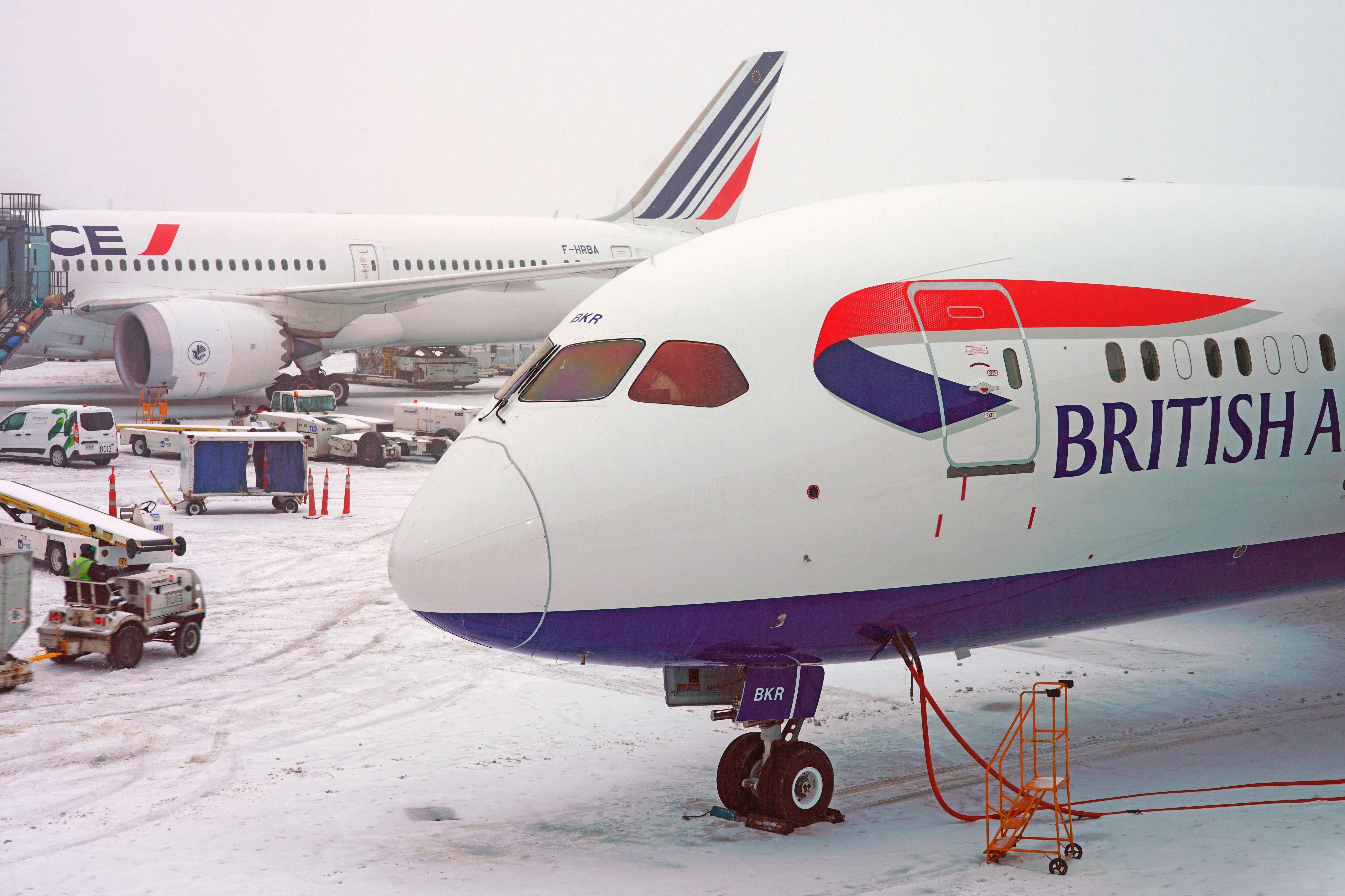 British Airways Boeing 787 Parked In The Snow