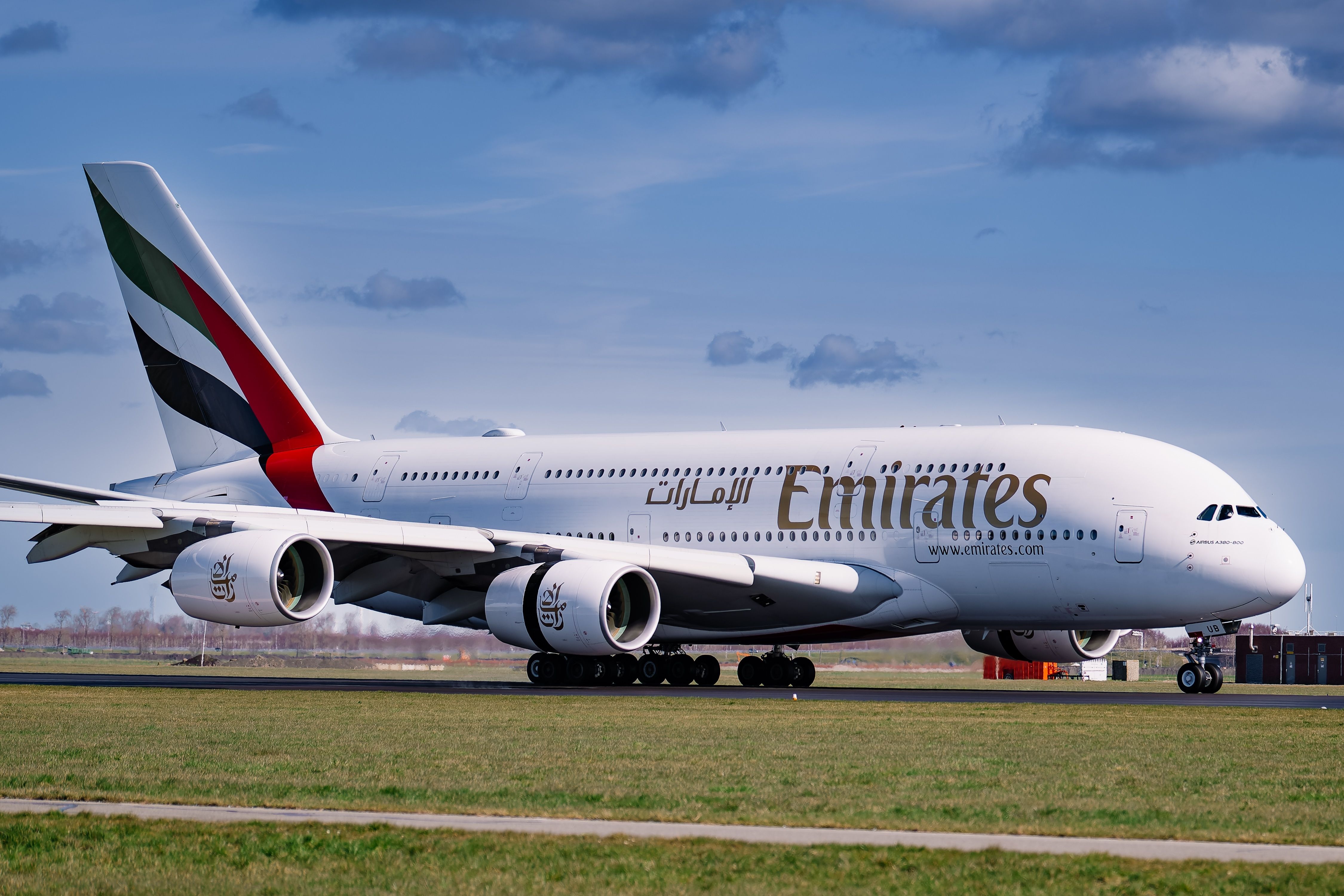 Emirates Airbus A380 Taxiing In Amsterdam