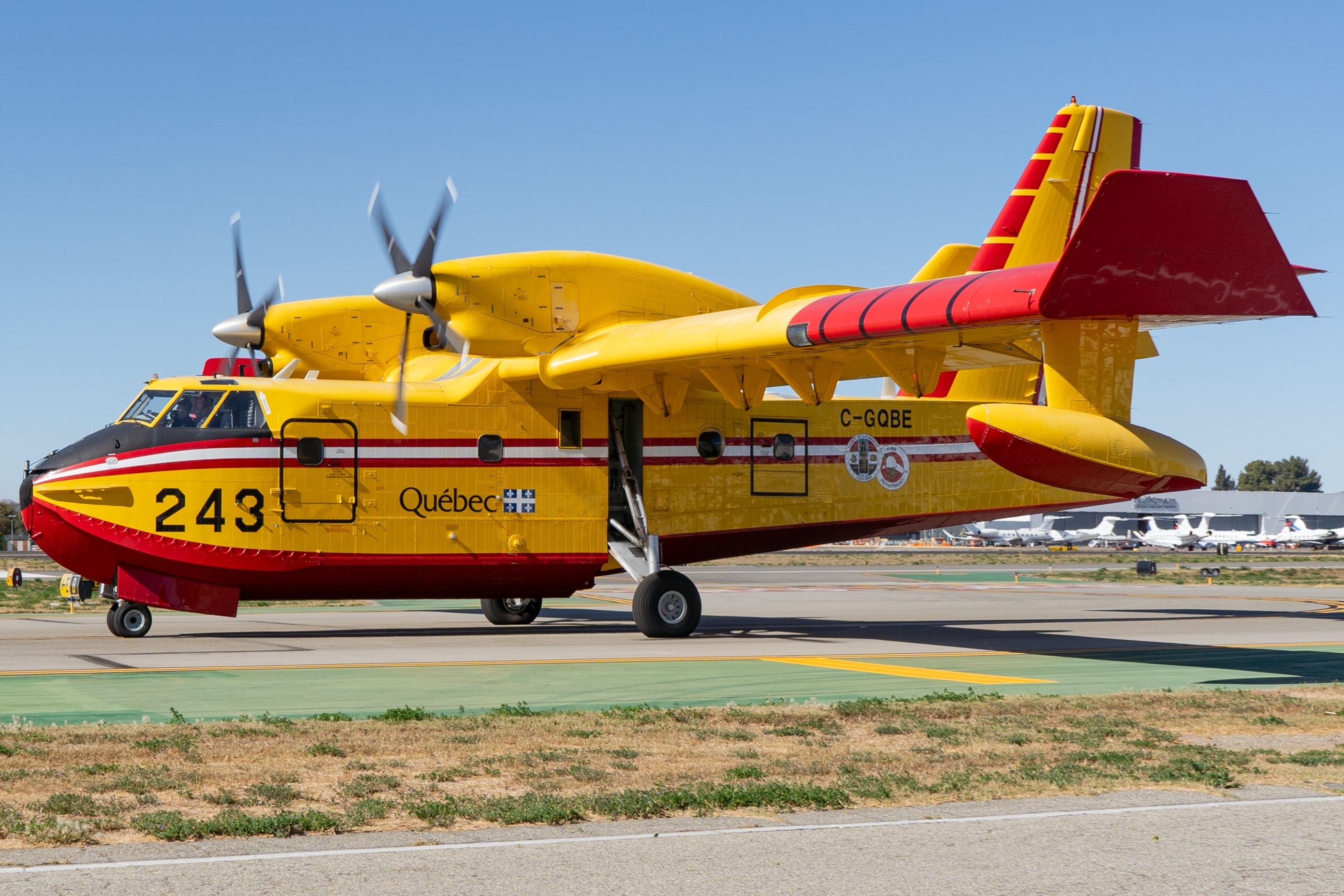 The CL-415 Super Scooper hit by a drone at KVNY, Van Nuys Airport on Nov, 14, 2024