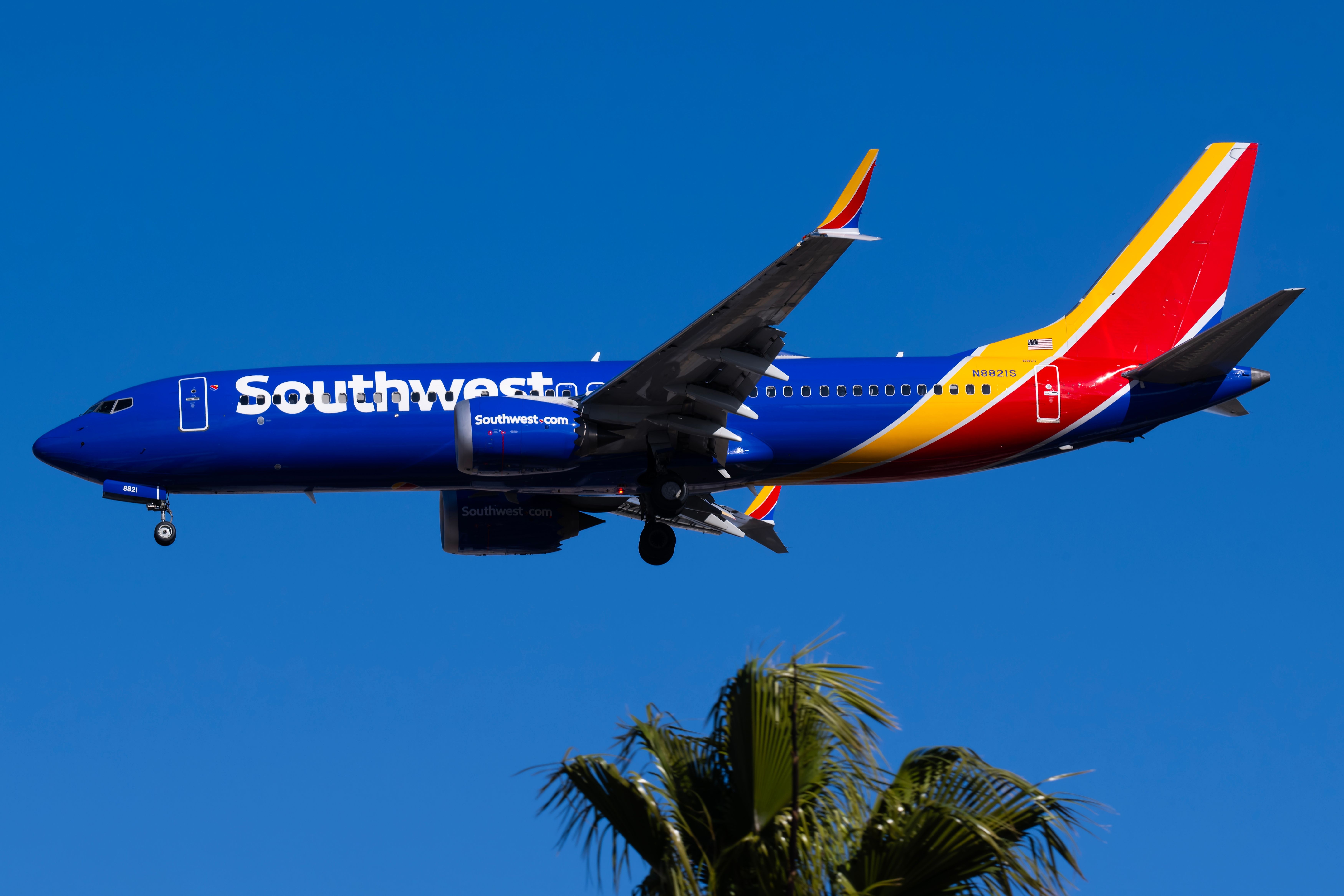 Southwest Airlines Boeing 737 MAX 8 landing at Las Vegas Harry Reid International Airport LAS