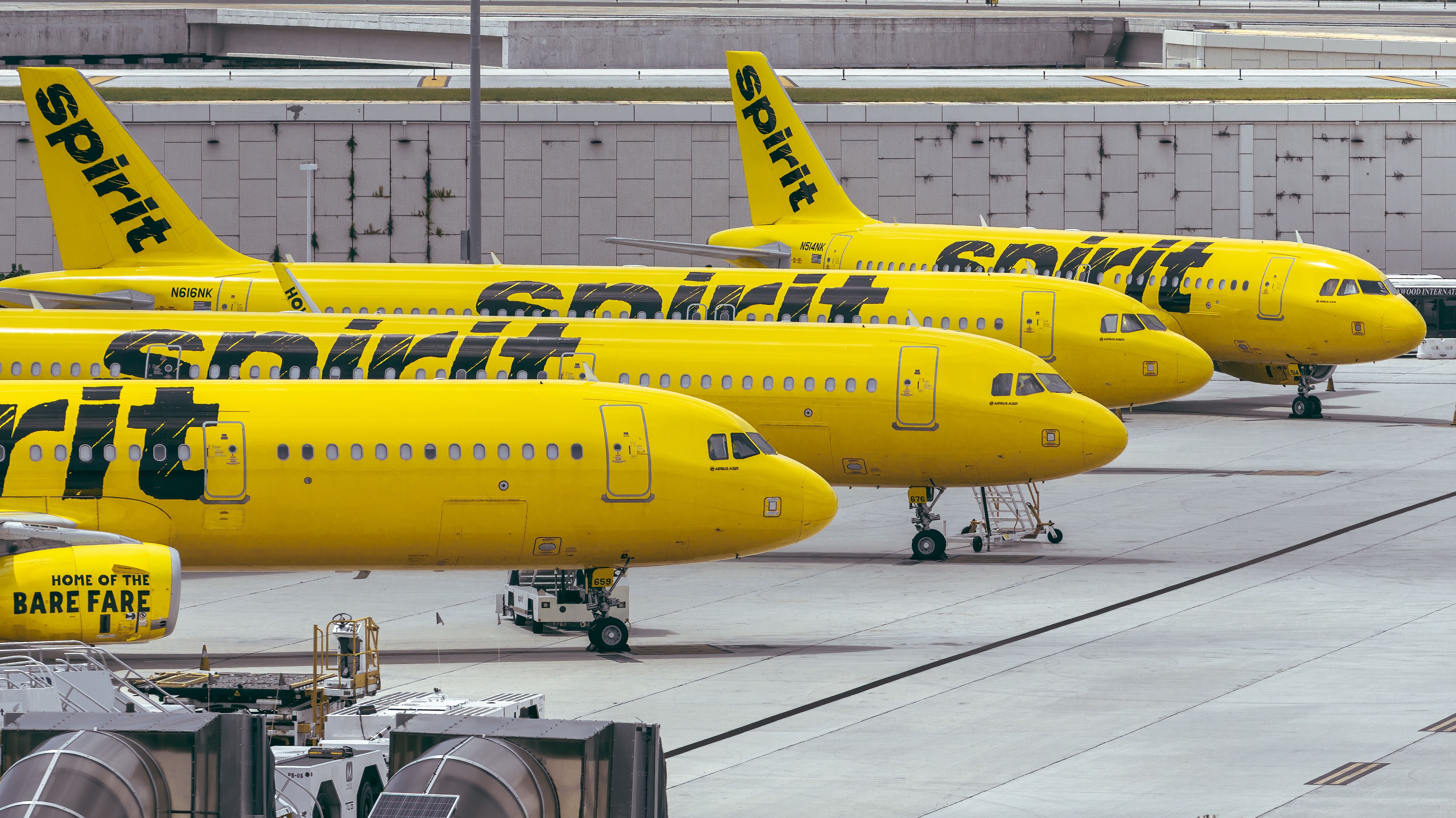 Spirit Airlines Airbus aircraft at FLL shutterstock_1769559506