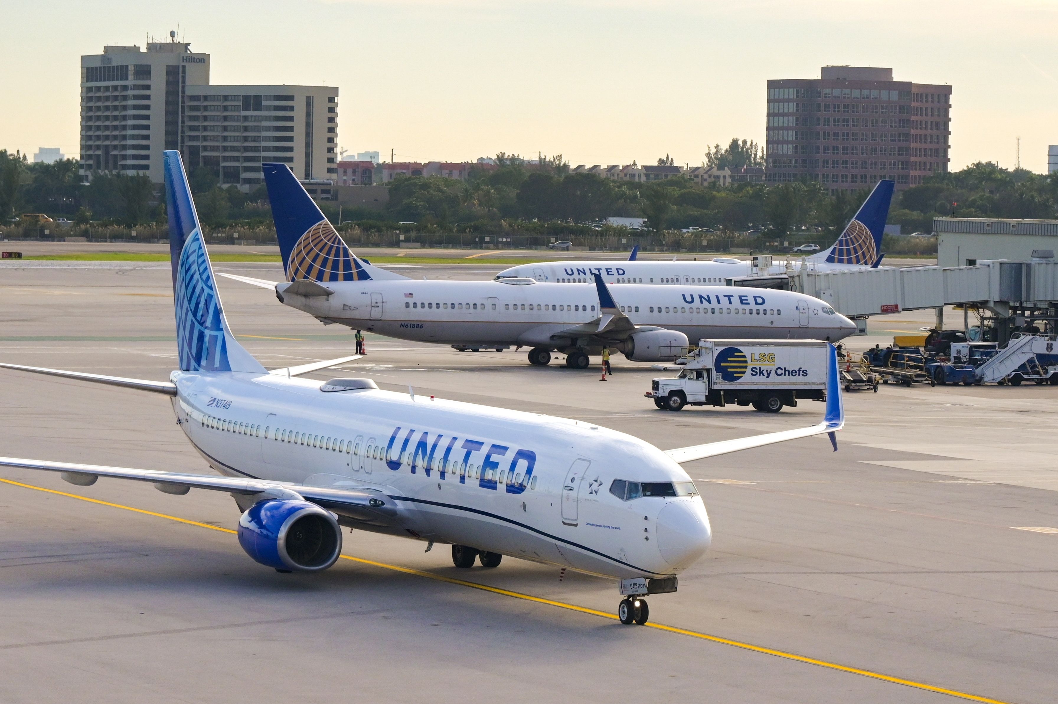 United Airlines aircraft at Miami International Airport MIA shutterstock_2480579839