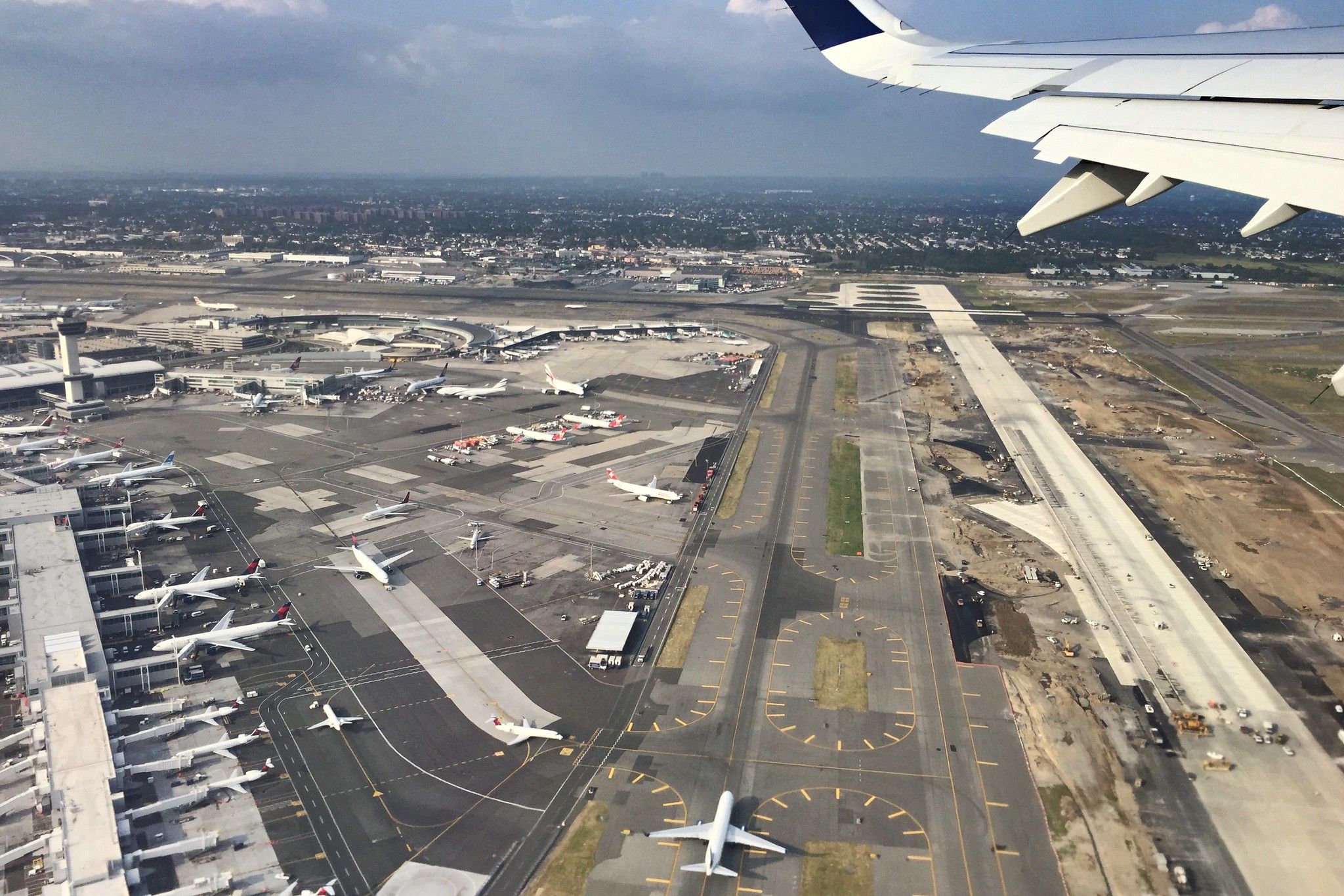 View of the JFK airport from a departing aircraft