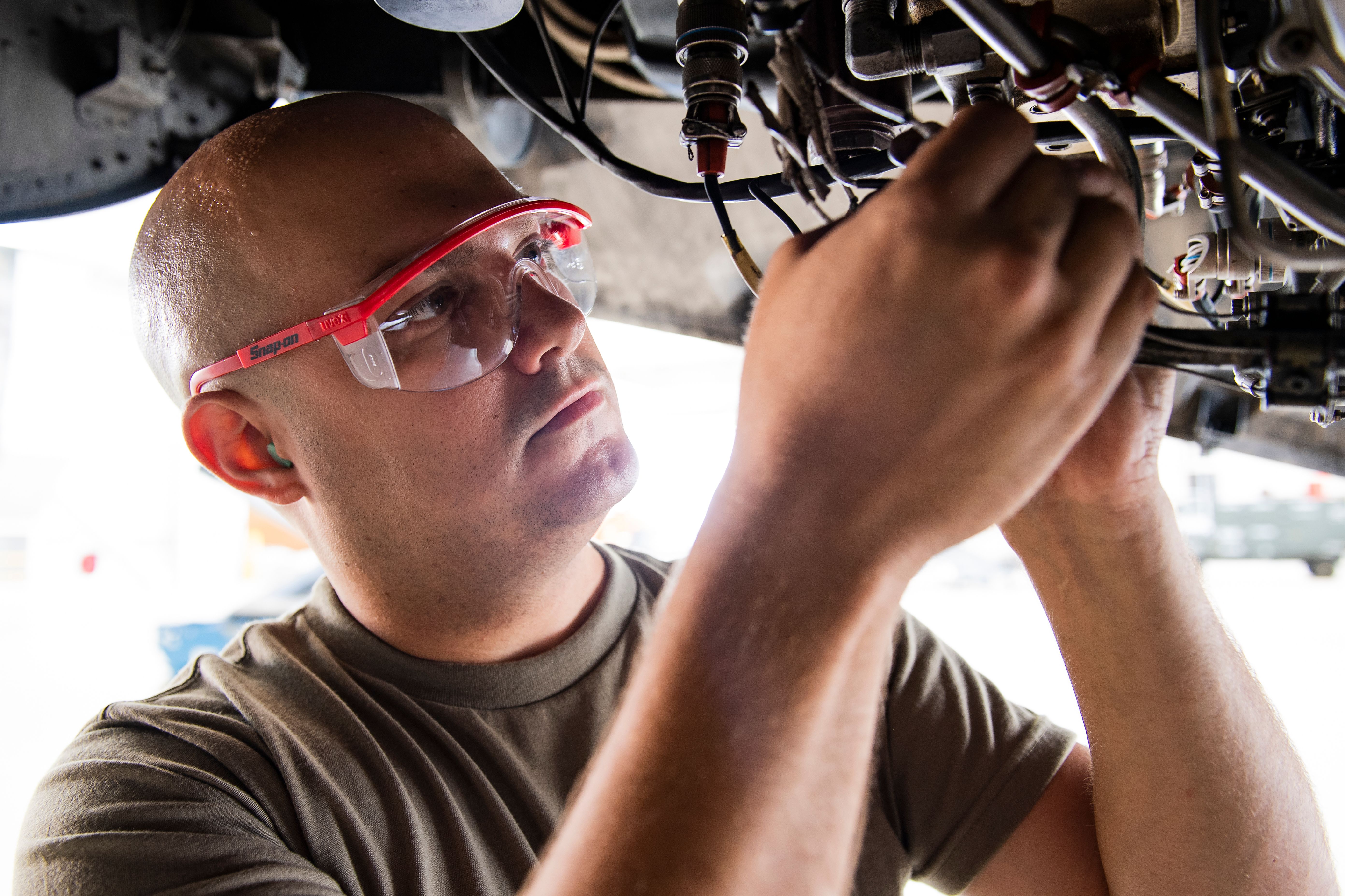 aircraft maintenance technician at work
