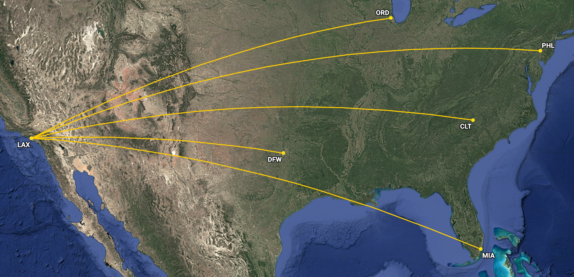 American Airlines Boeing 777-300ER domestic network in May 2024