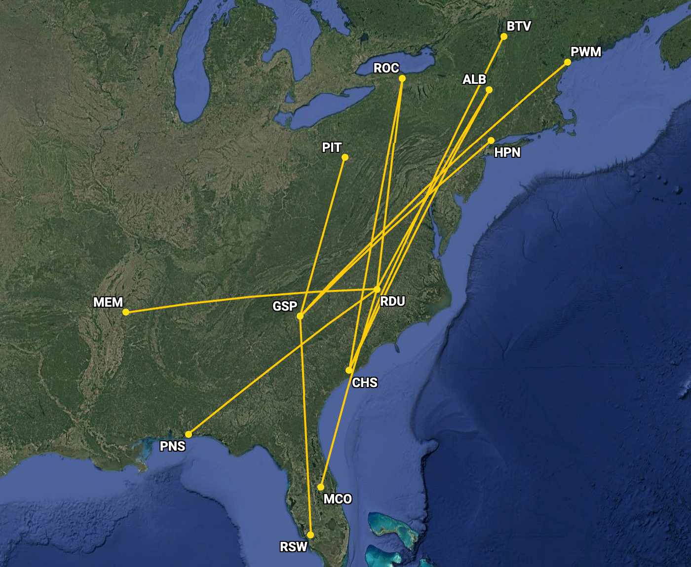 Breeze Airways new routes from North and South Carolina