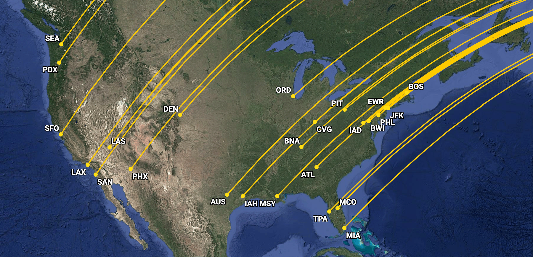 British Airways US network in June 2025