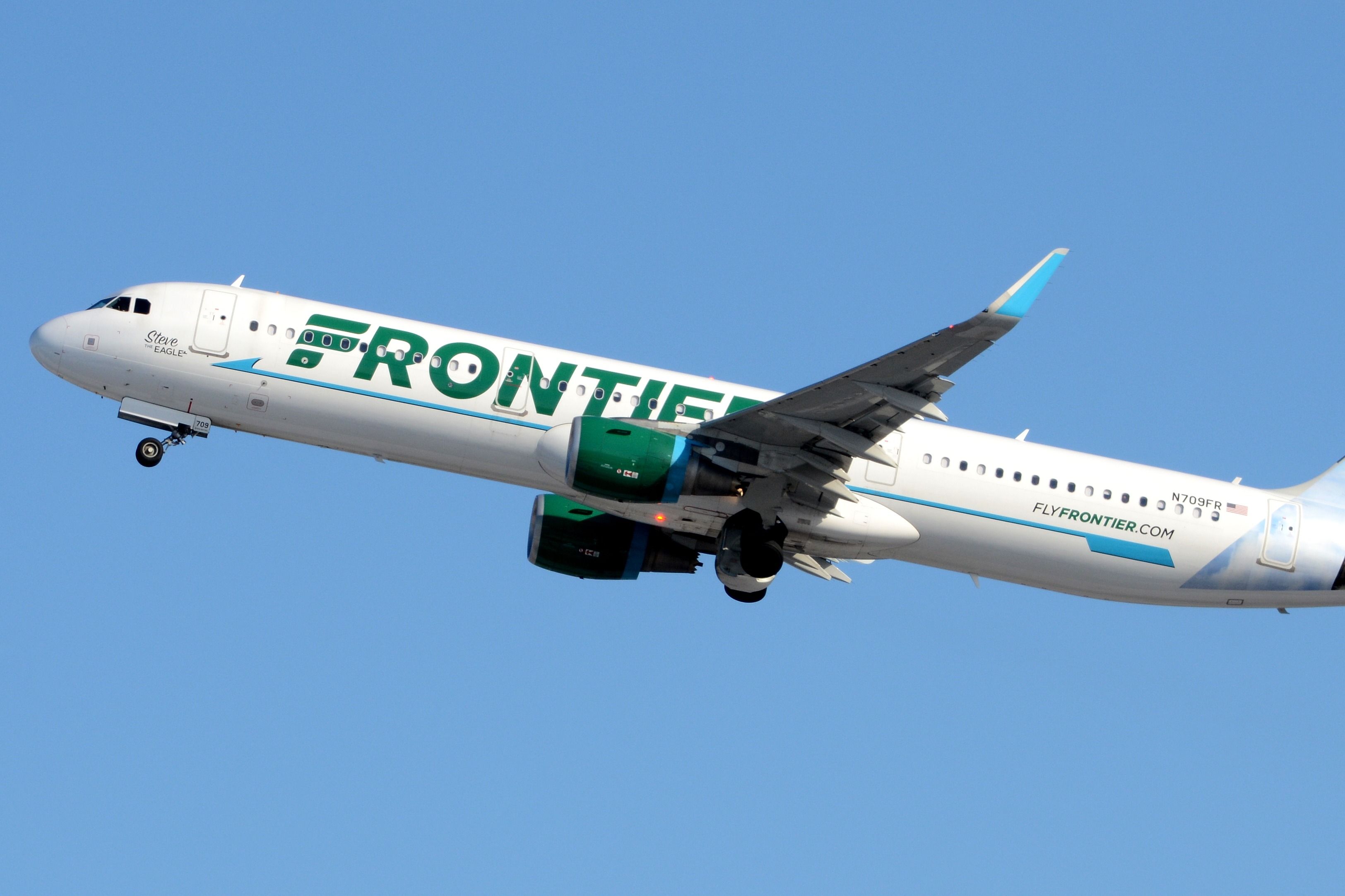 Frontier Airlines Airbus A321 departing PHL shutterstock_1056757475