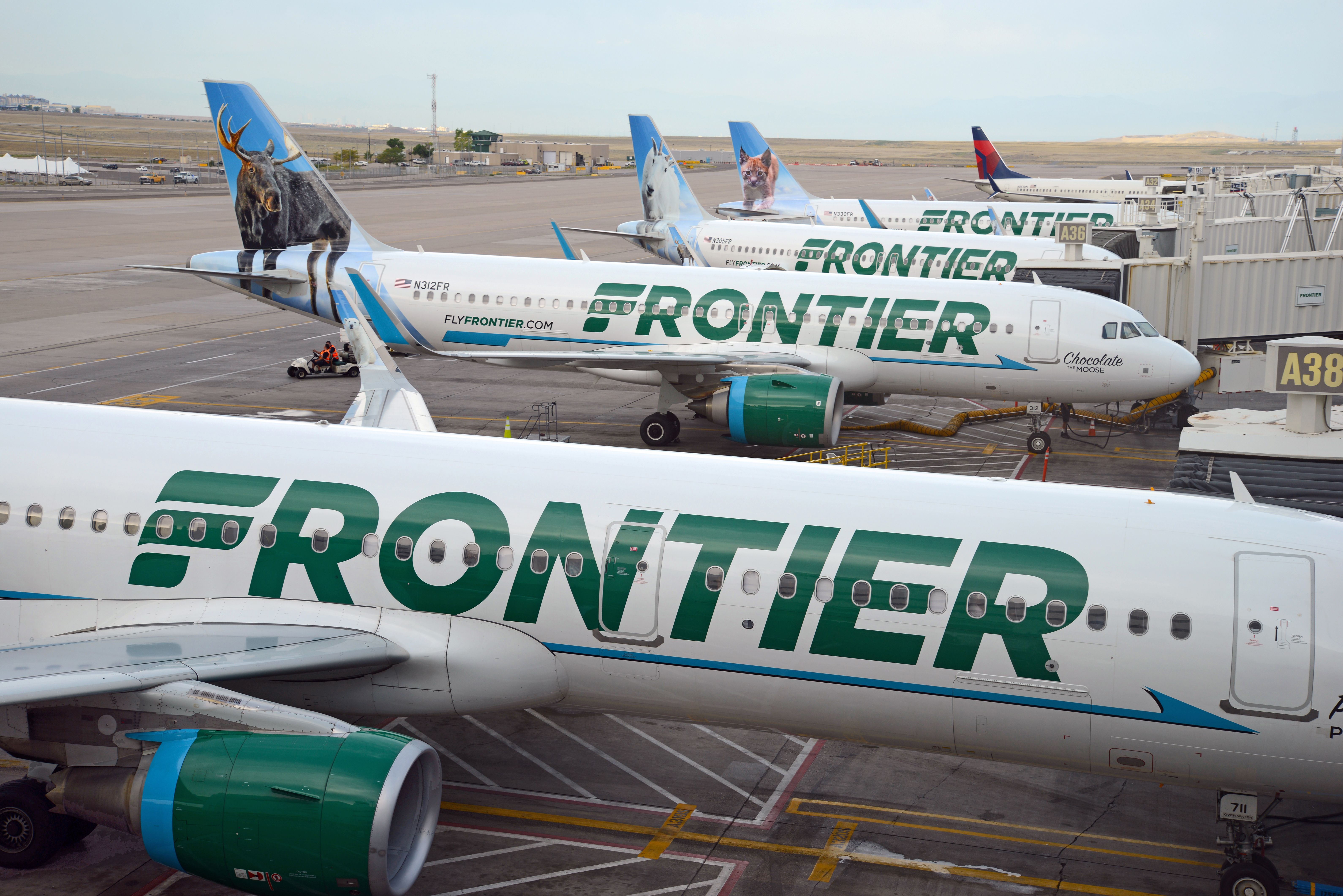 Frontier Airlines aircraft at Denver International Airport DEN