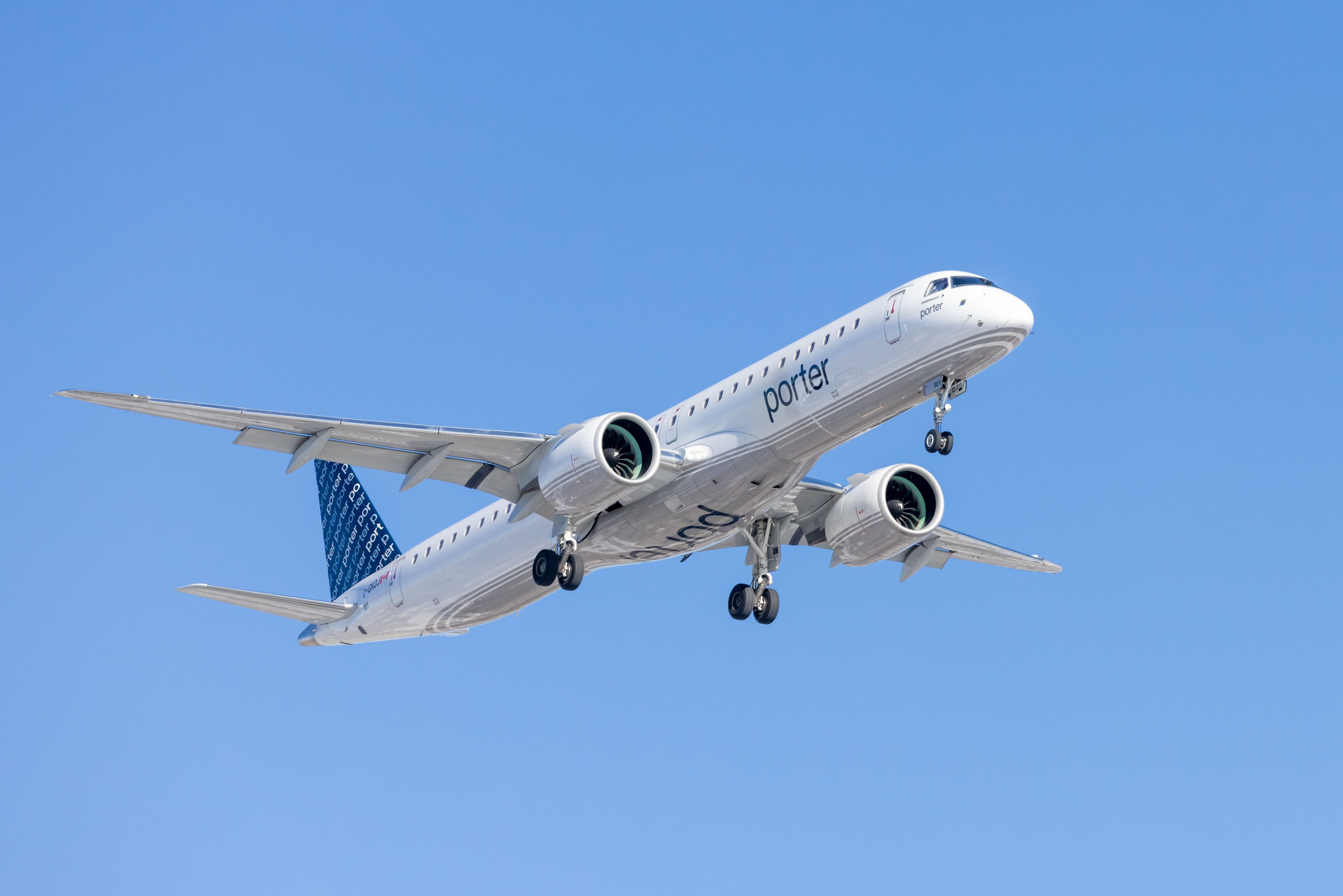 Porter Airlines Embraer E195-E2 landing at Toronto Pearson International Airport YYZ