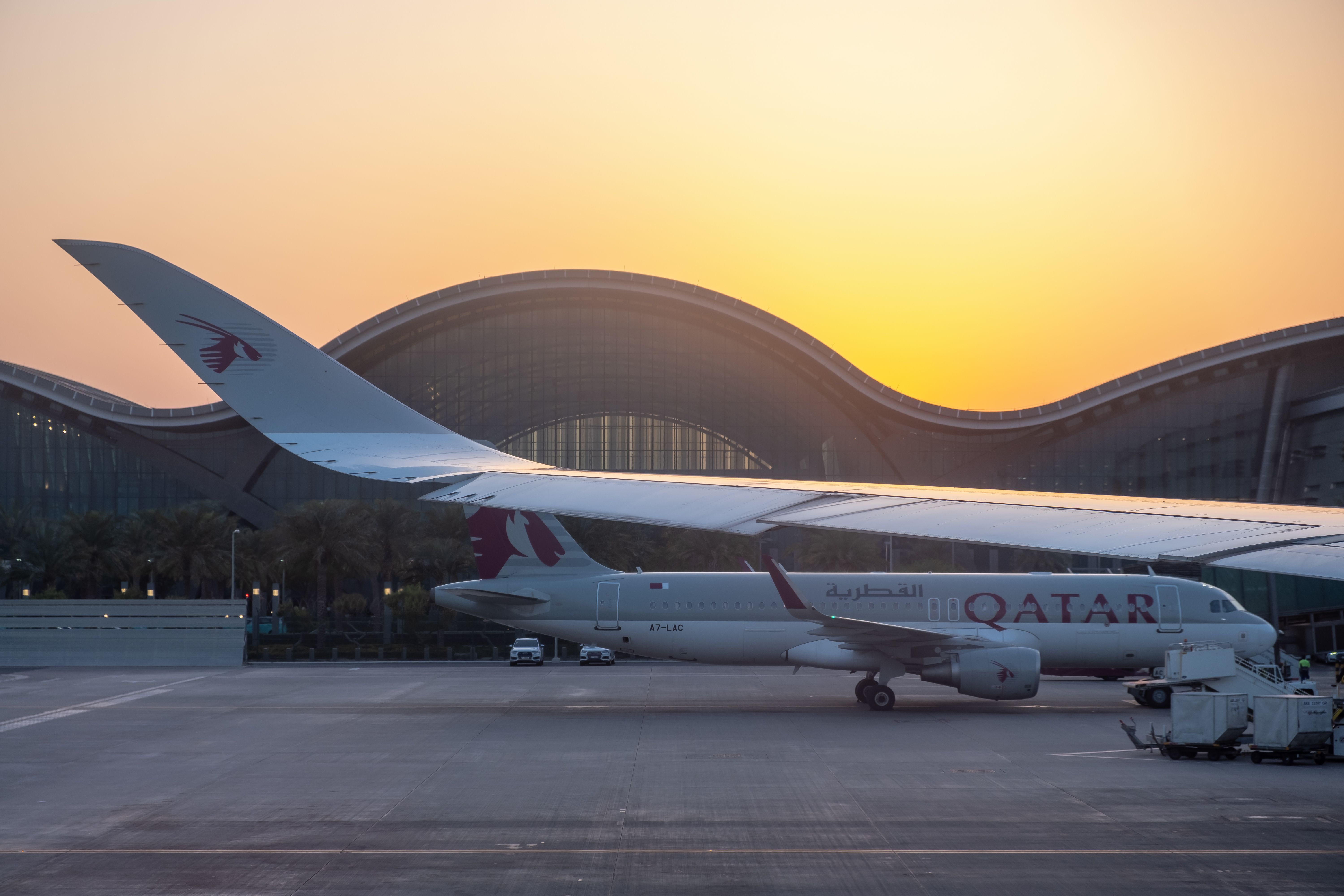 Qatar Airways Planes In Low Light