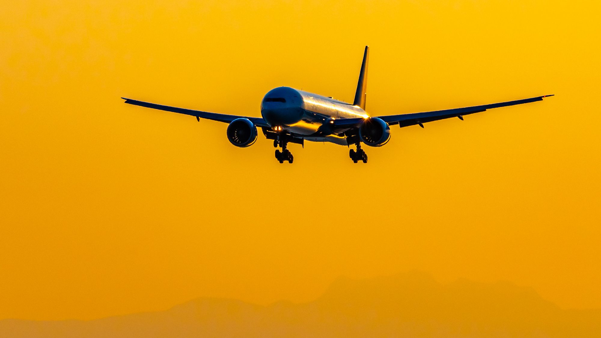 Boeing 777 Sunset Landing