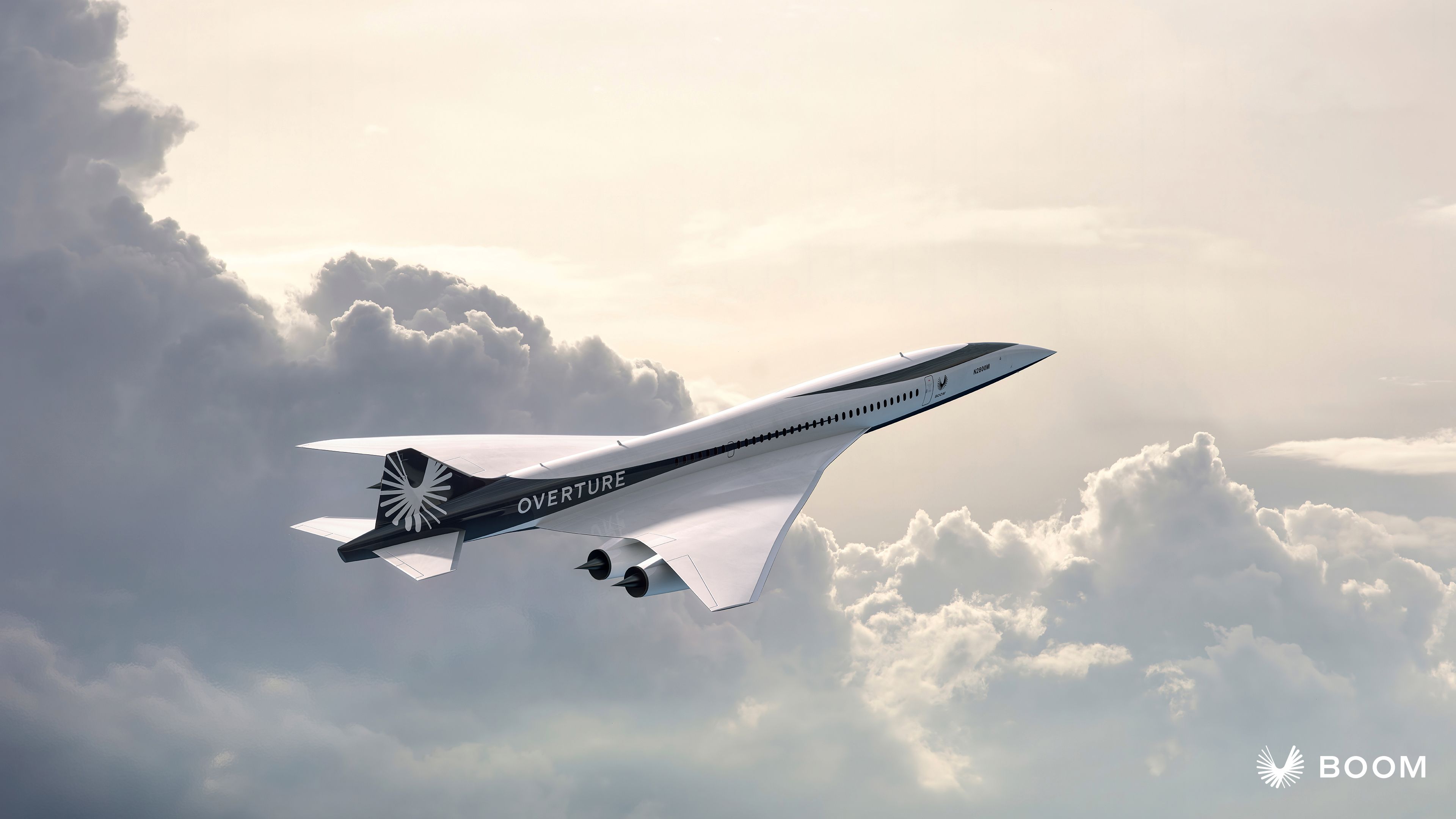 Boom overture flying through clods render