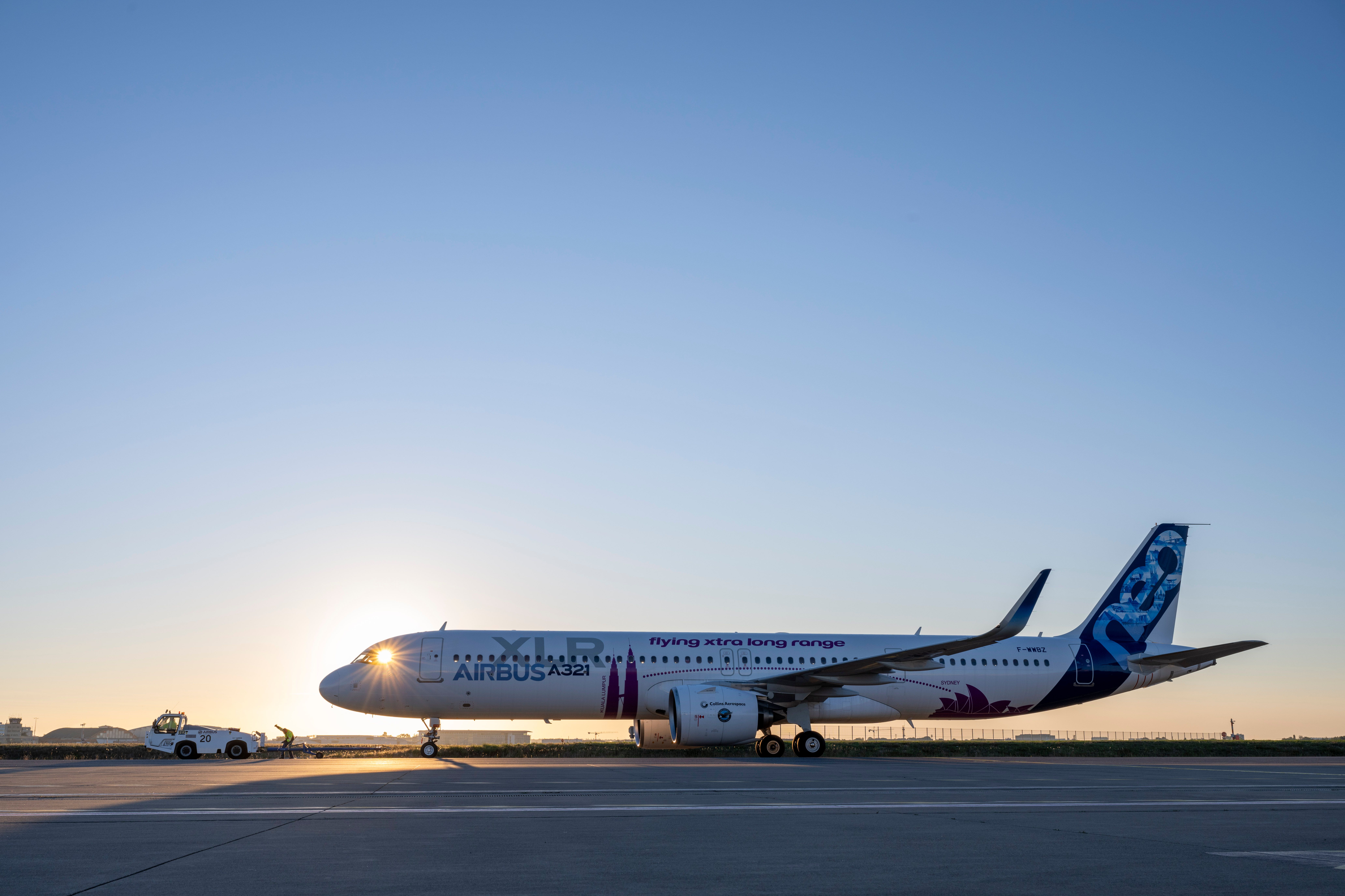 Airbus A321XLR during sunset 