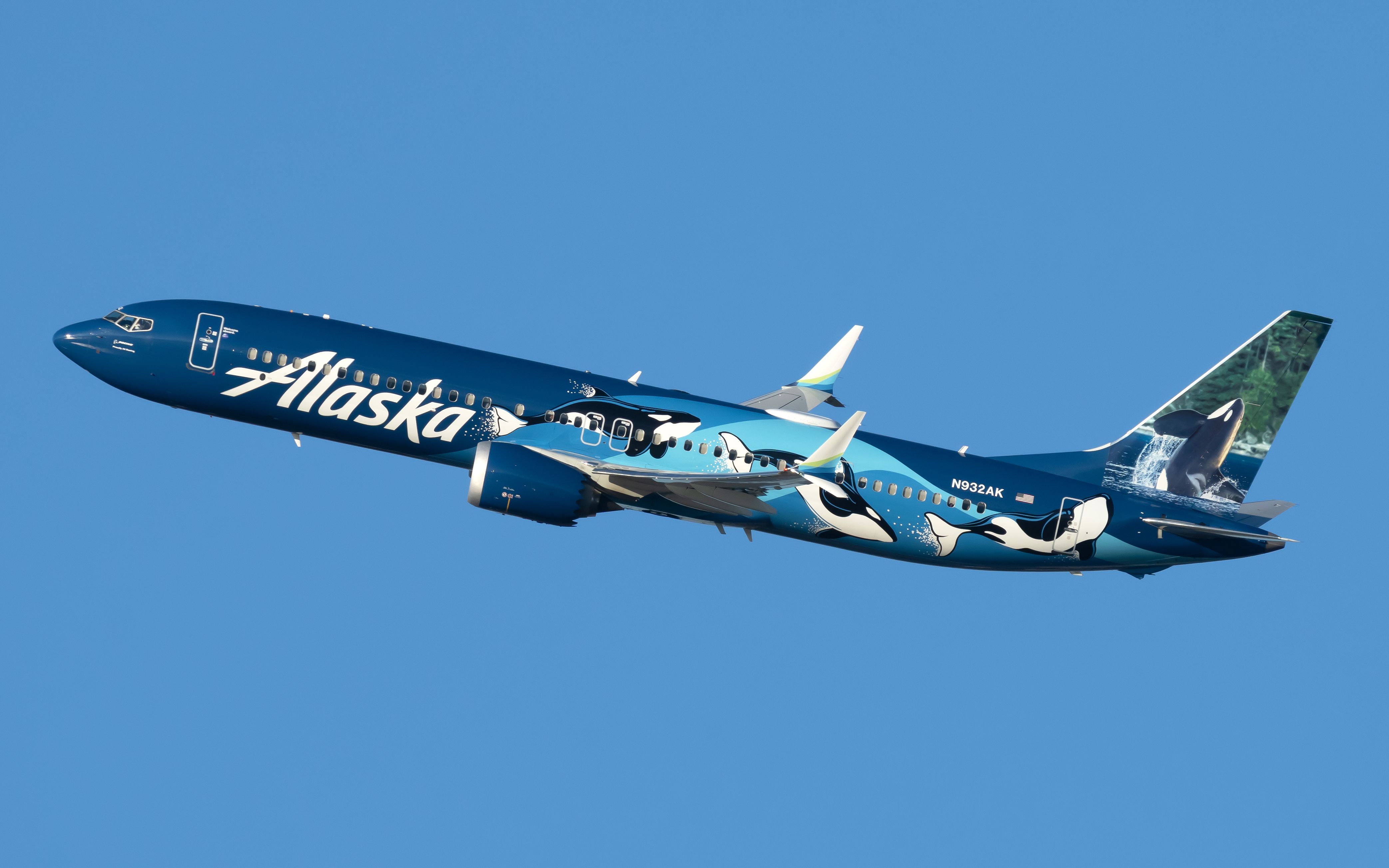 N932AK阿拉斯加航空公司（Orca Livery）波音737 Max 9