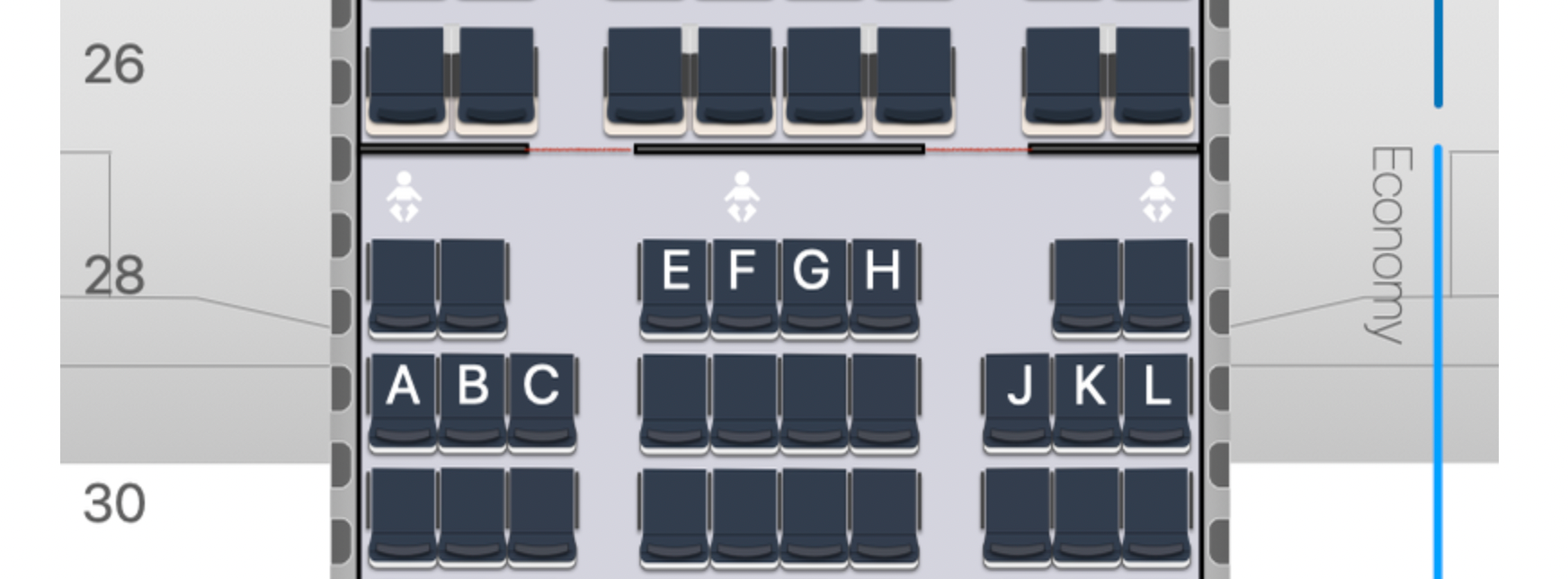 Air France Boeing 777 economy bulkhead seats