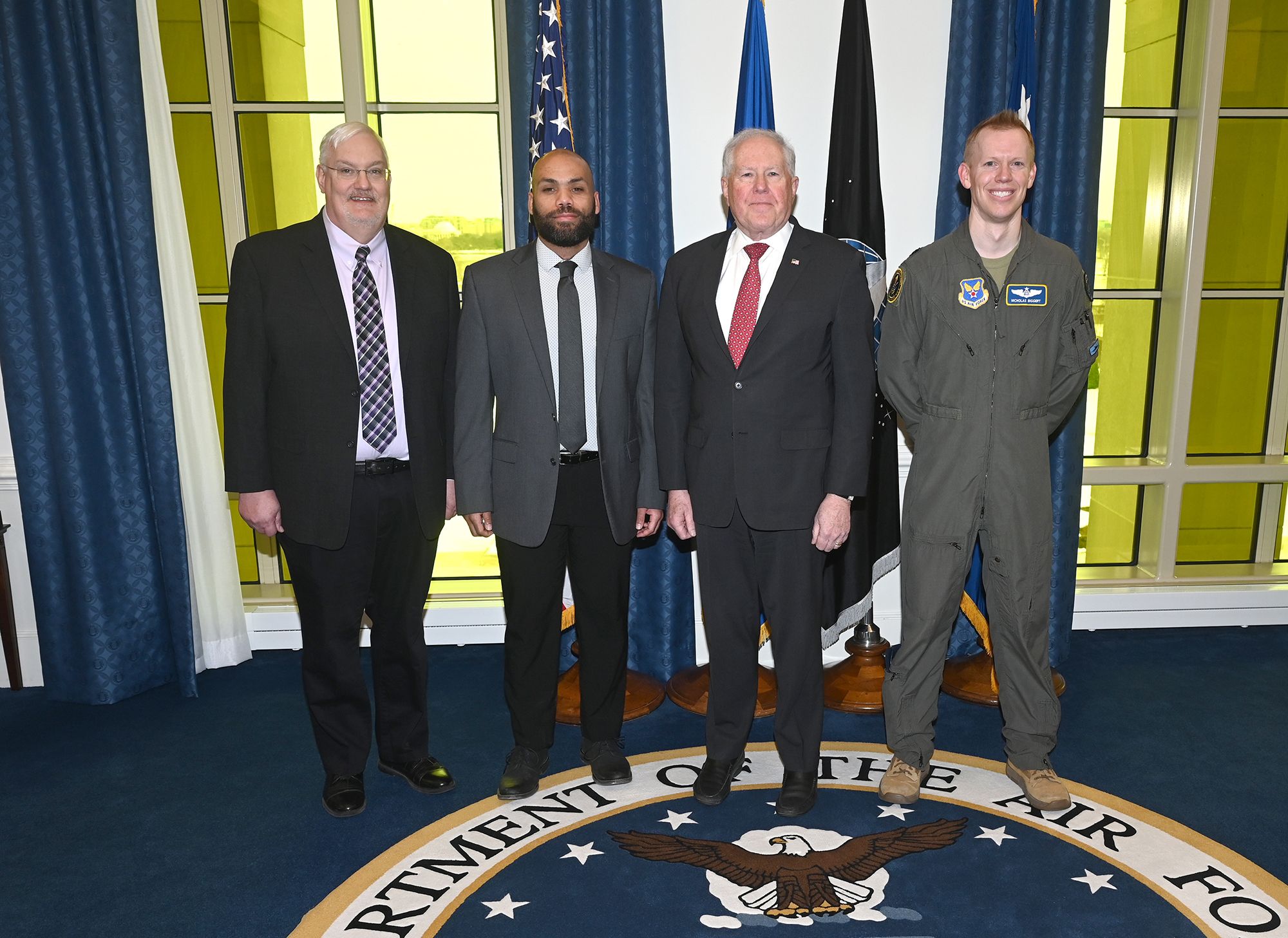 Secretary of the Air Force Frank Kendall recognizes members of the NGAD Rising Equinox Team at the Pentagon, Arlington. Va